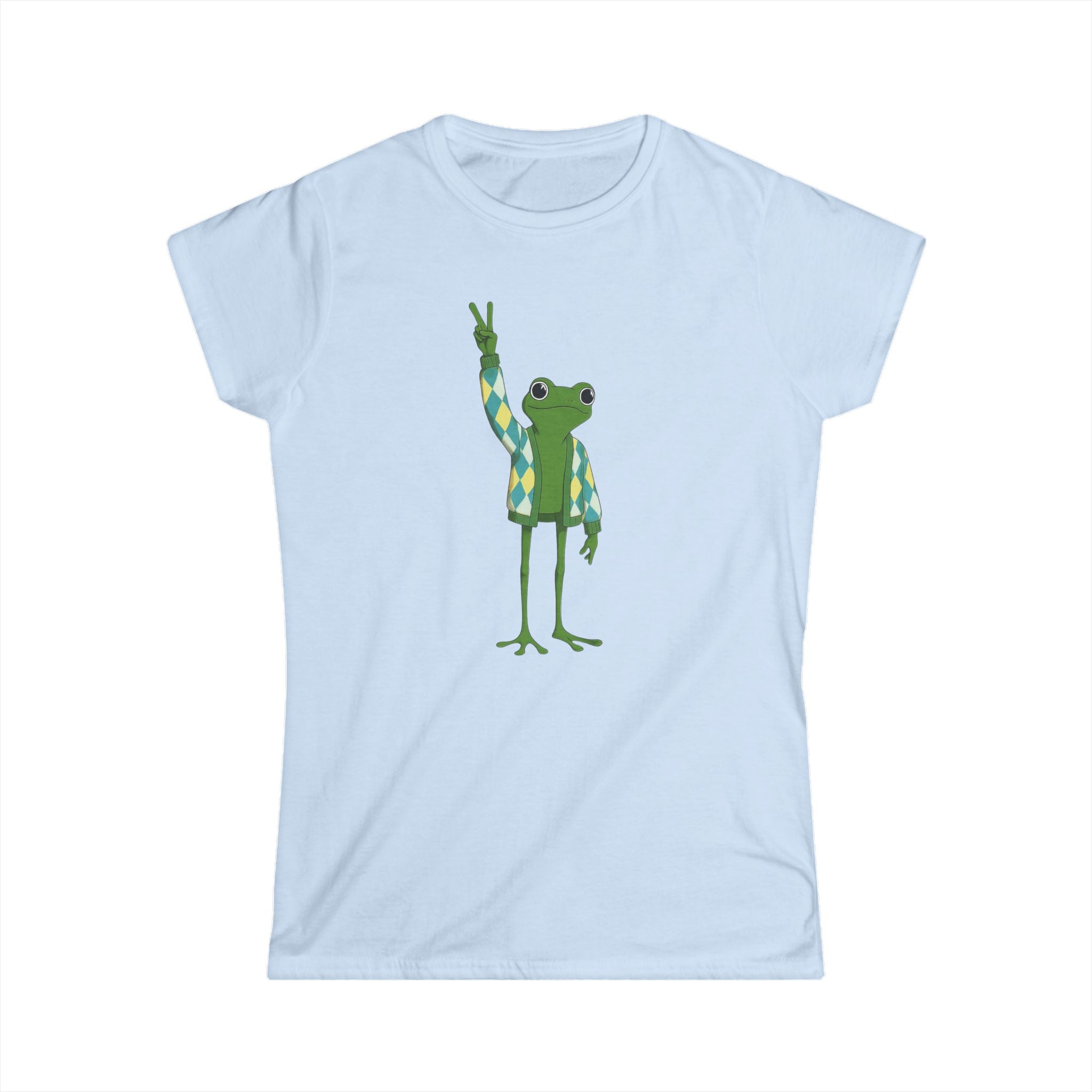 Frog Peace Softstyle Tee, Argyle Peace Sign Shirt for Women, Back to School, Social Justice, Frog Lovers, World Peace, Activist Gift