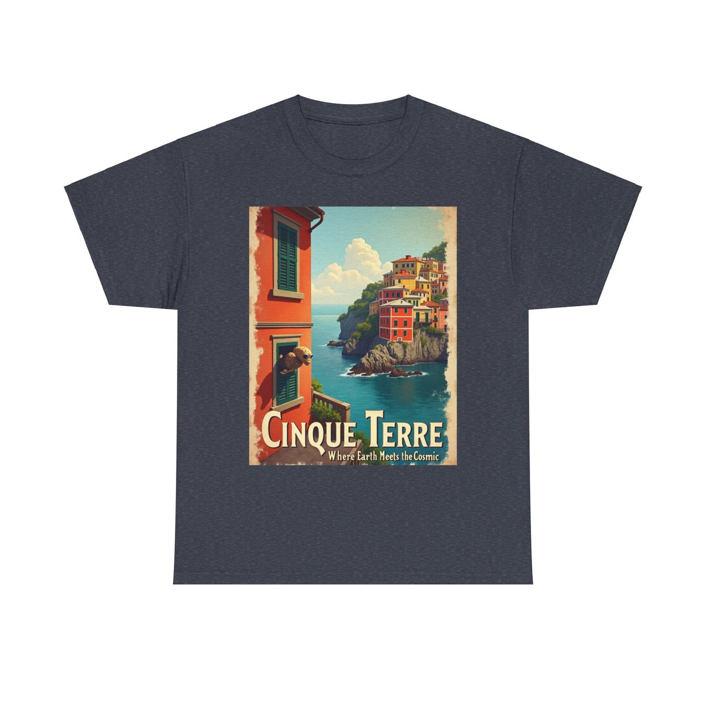 T-Shirt Cinque Terre Alien Visit Unisex Heavy Cotton Tee