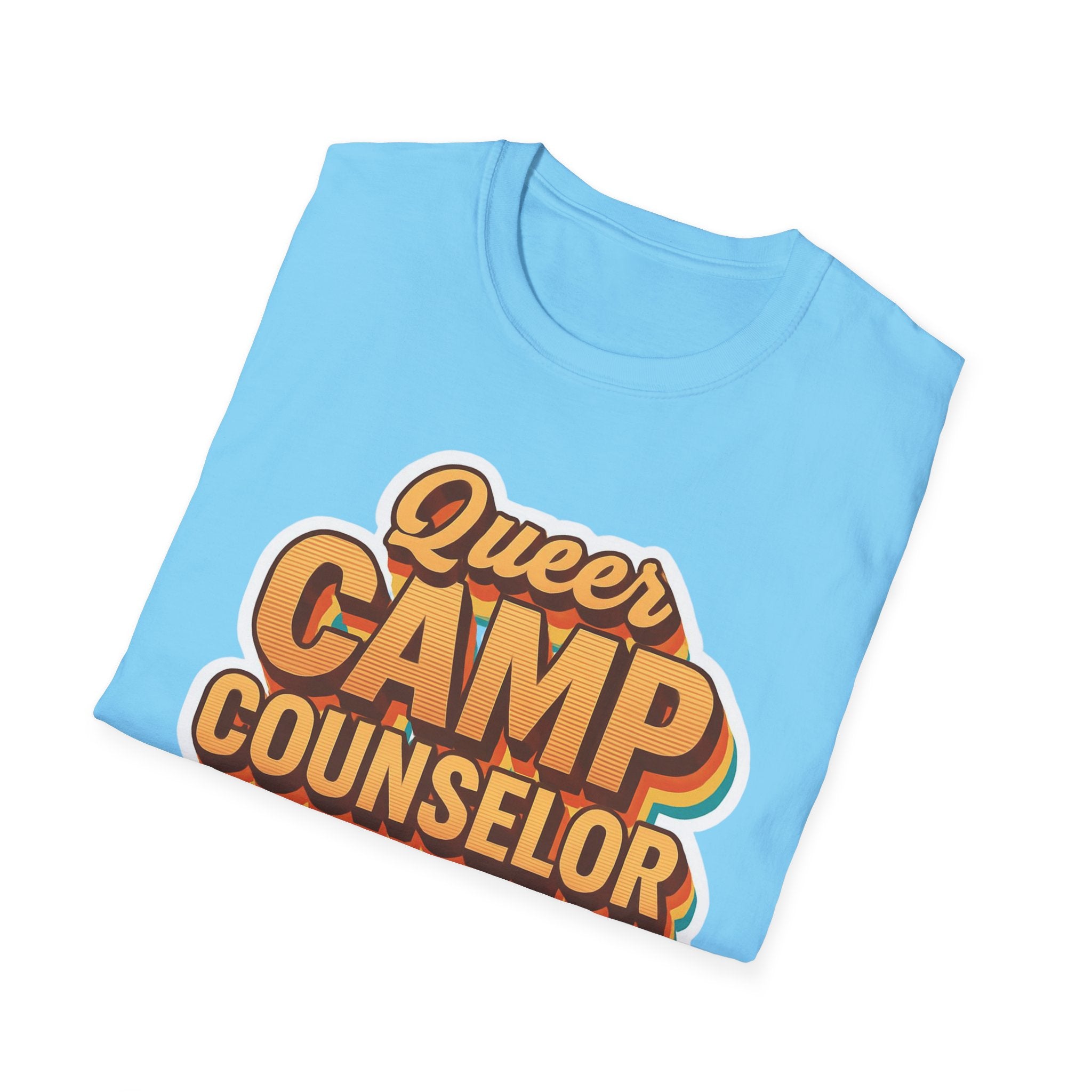 Queer Camp Counselor T-Shirt, LGBTQ Pride Tee, Rainbow Graphic Shirt, Summer Camp Theme Top, Gender Neutral Clothing Ptown carnival