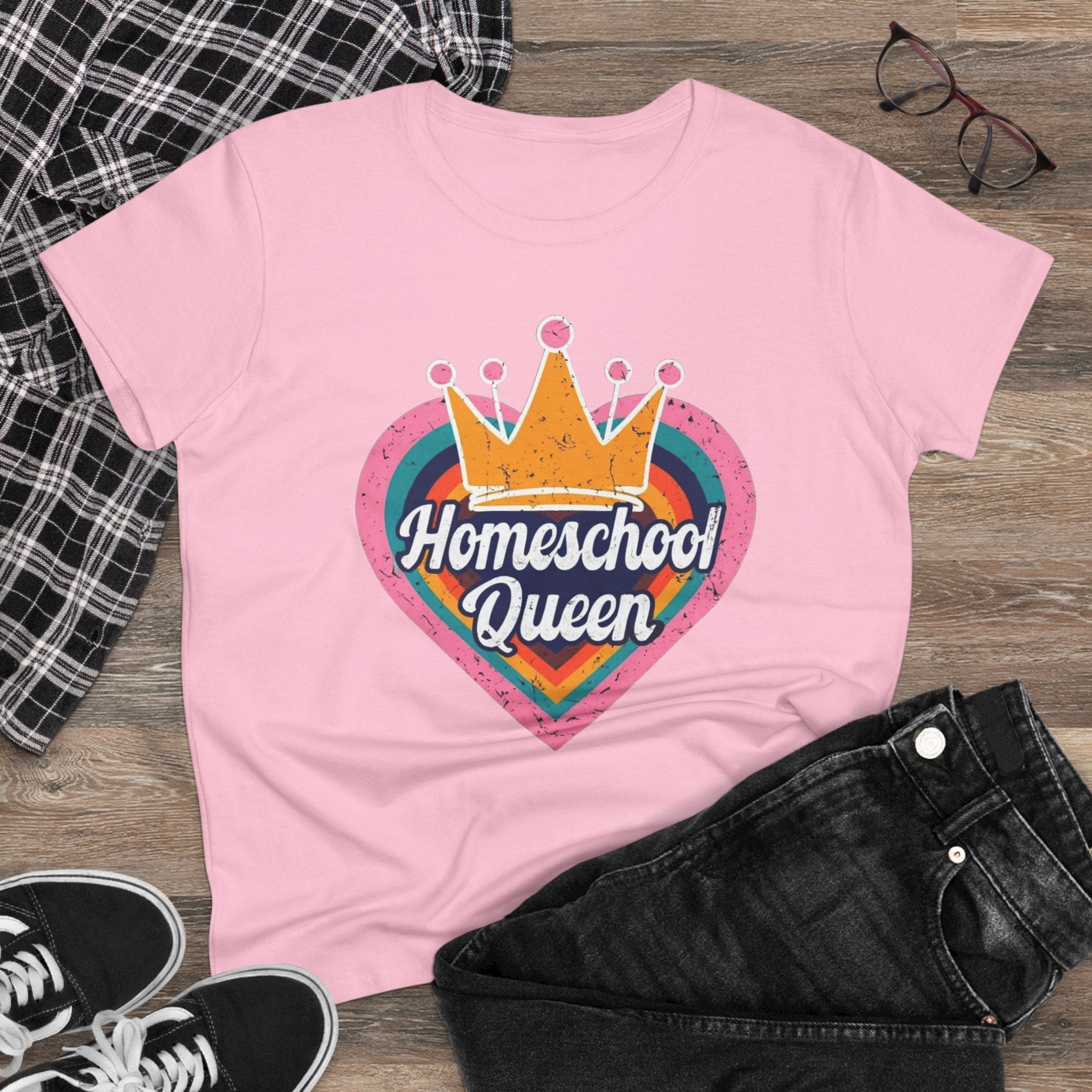 Homeschool Queen Cotton Tee, Cute Tee for Moms, Colloquial Gift for Homeschoolers, Fun Educational Apparel, Perfect for Back to School