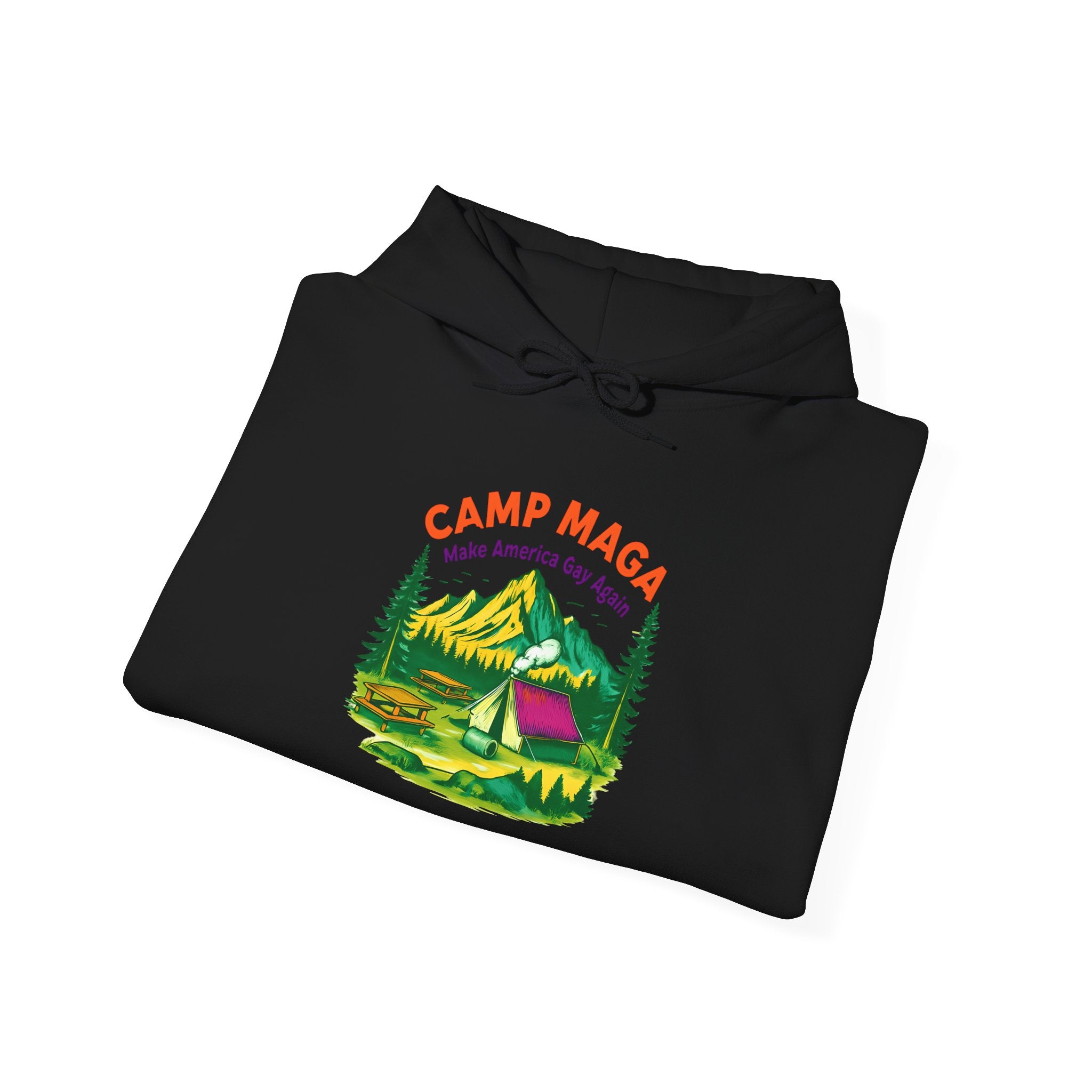Camp Maga Gay Pride Hoodie, LGBT Rainbow Sweatshirt, P-Town Carnival Unisex Pullover, America Flag Jumper, LGBTQ Summer Camp Gift, Political