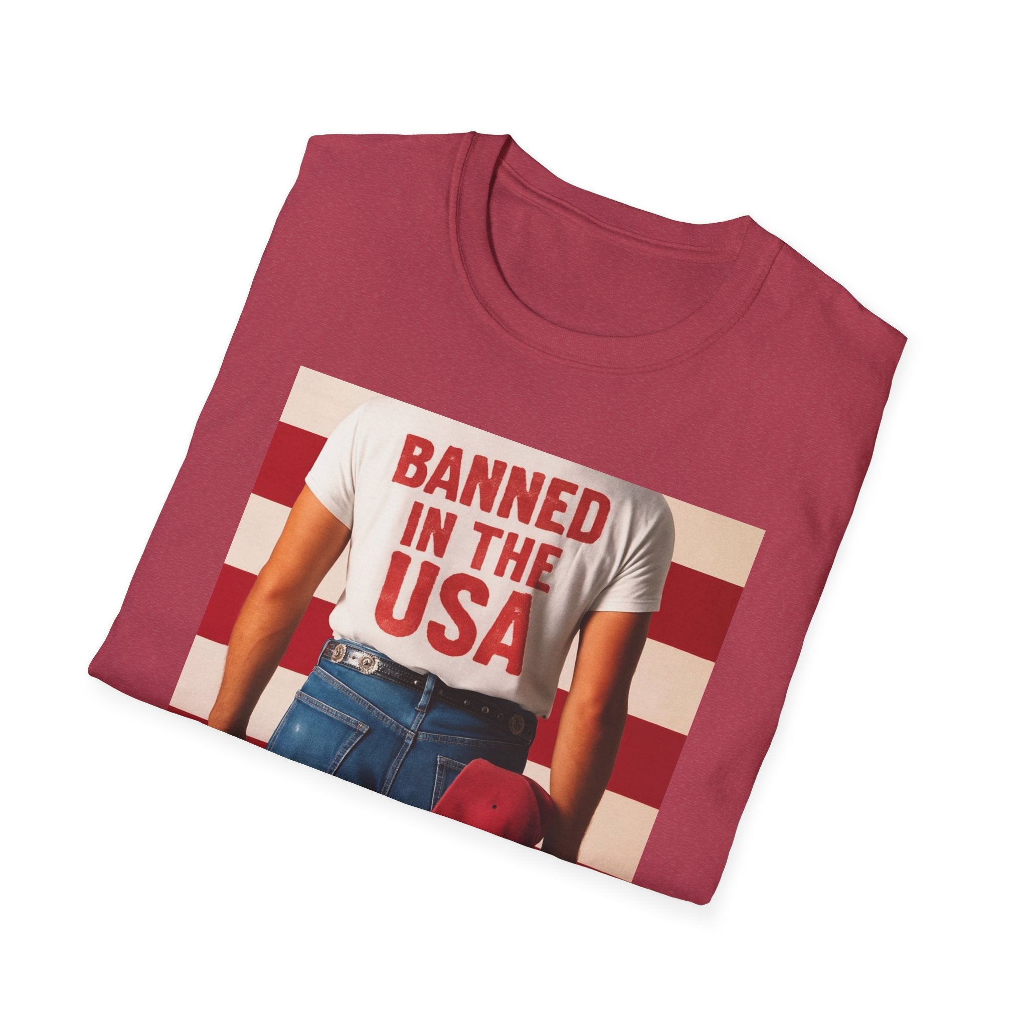 Banned in the USA Political Activist T-Shirt, Liberal Tee, Anti-Trump Christmas Gift, Unisex Softstyle Shirt Kimmel Colbert socia justice