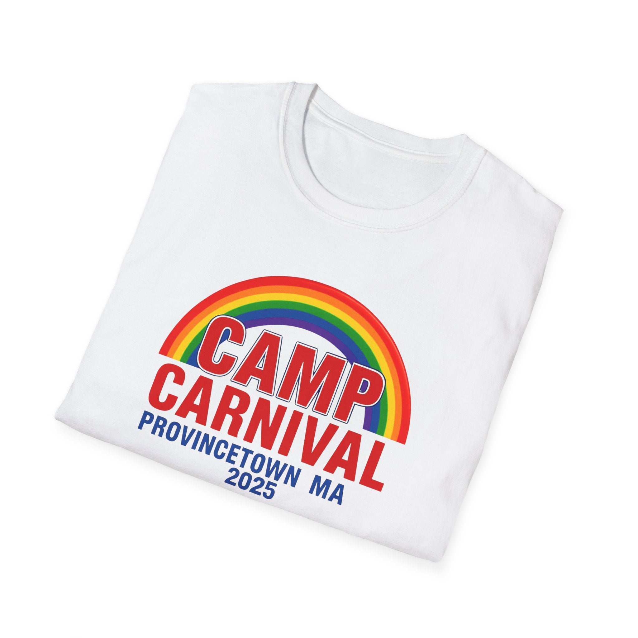 Rainbow Camp Carnival Ptown Unisex T-Shirt, LGBTQ+ Pride Apparel, Summer Festival Top, Gift for Camp Lovers, 2025 Event Shirt
