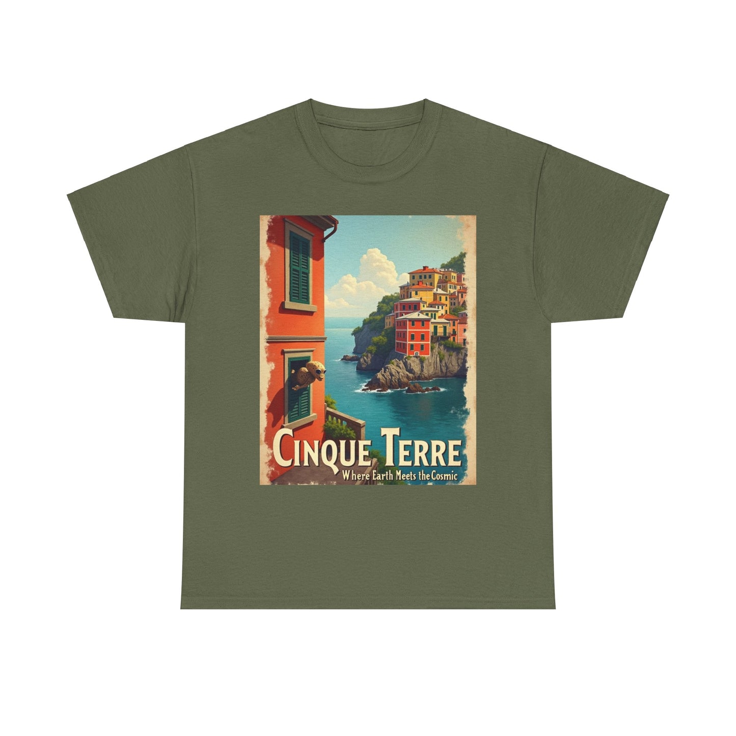 T-Shirt Cinque Terre Alien Visit Unisex Heavy Cotton Tee