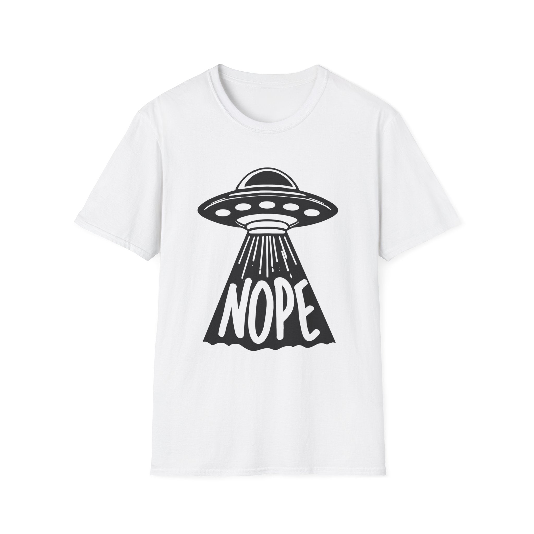 Extraterrestrials say Nope Unisex Softstyle T-Shirt - Funny Alien Design, UFO Lover Gift, Space Enthusiast Tee, Sci-Fi Graphic Shirt, Cosmic