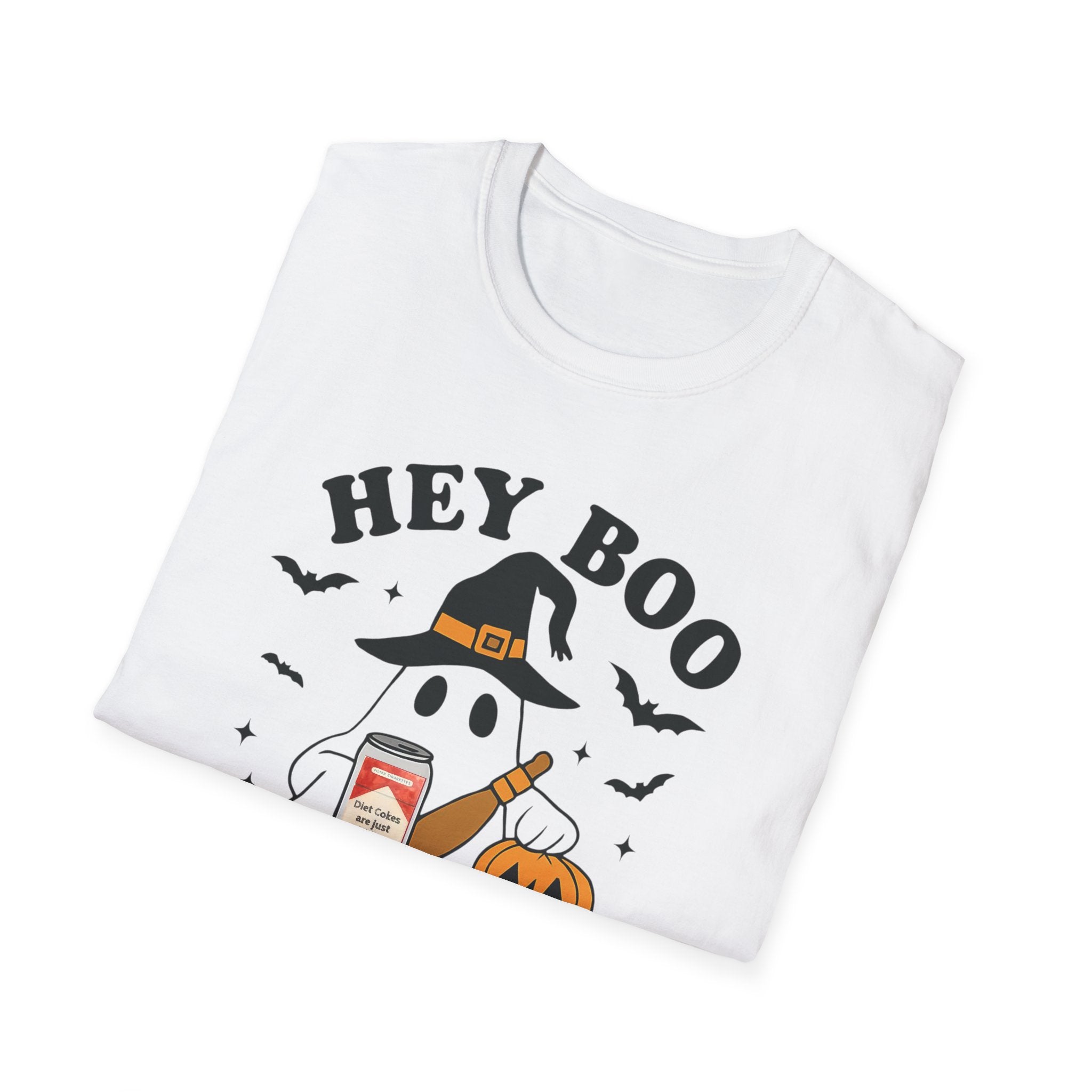 Ghost Diet Cola Softstyle T-Shirt, Halloween Unisex Tee, Fridge Cigarettes Boo Shirt, Spooky Ghost Costume Top, Funny Halloween Graphic Tee