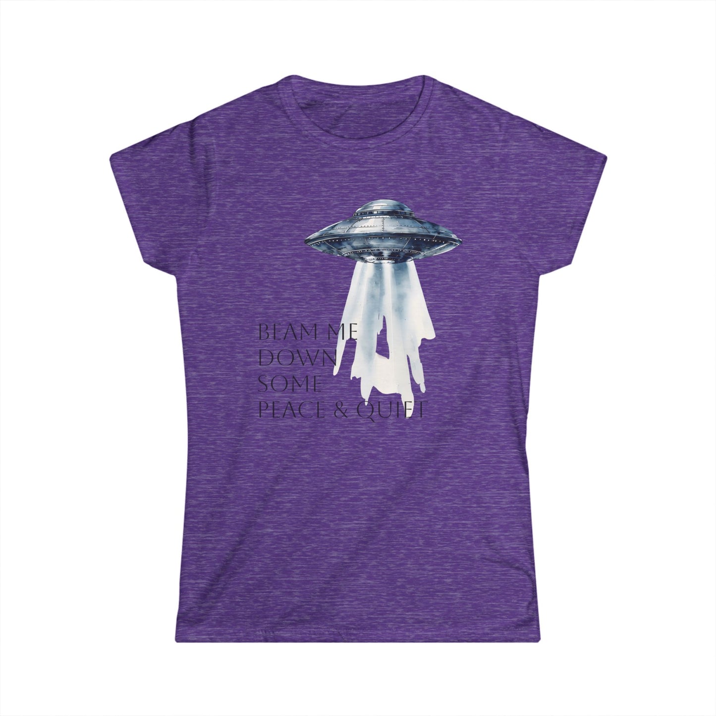 Beam Me Down UFO Tee, Women's Softstyle Tee, Fun Graphic Shirt, Quirky Casual Wear, Alien Lover Gift, Unique Relaxed T-Shirt