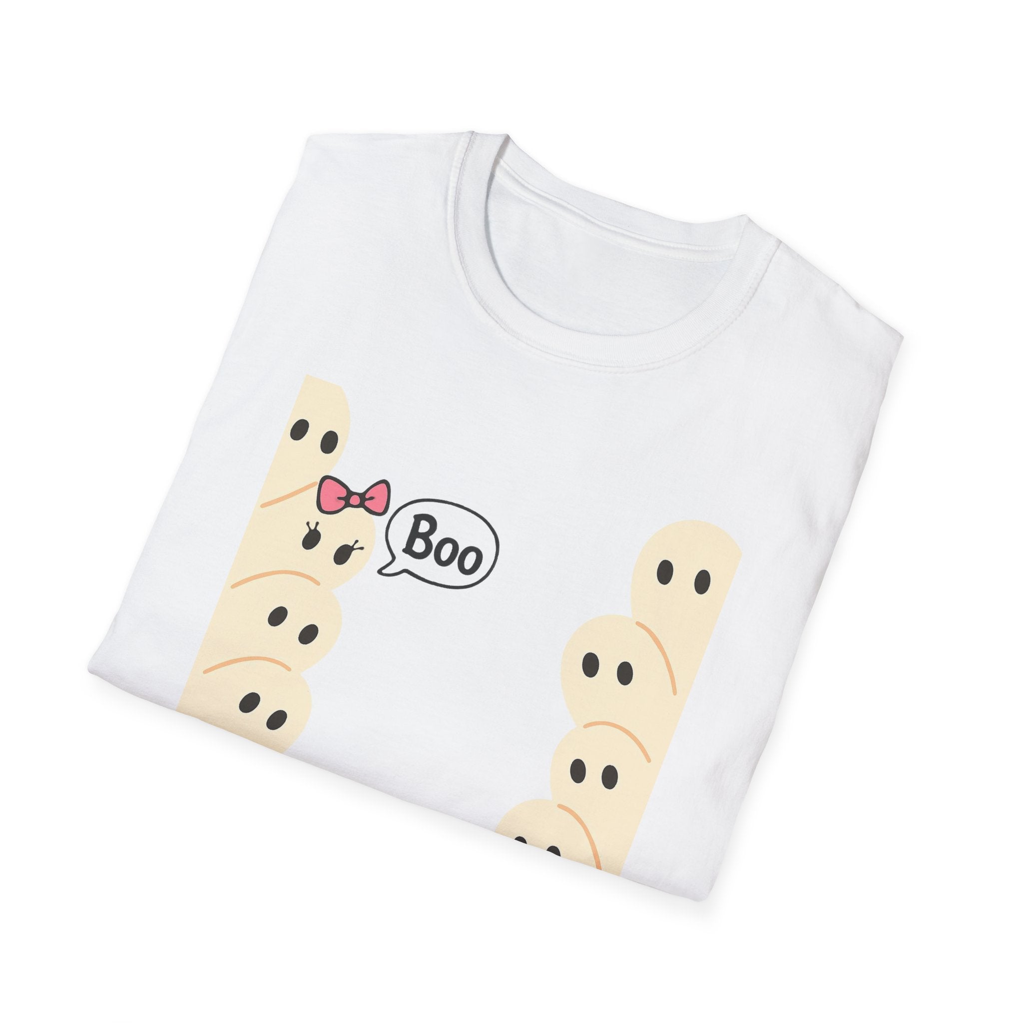 Spooky Ghost Boo Bow Cute Halloween Unisex T-Shirt, Halloween Shirt, Ghost Costume, Halloween Party Shirt, Spooky Tee, Cute Halloween Top