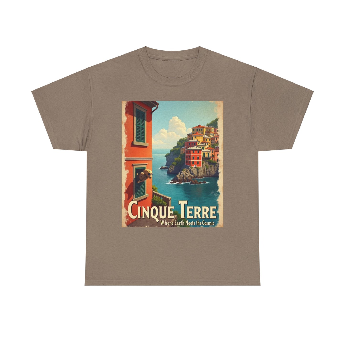 T-Shirt Cinque Terre Alien Visit Unisex Heavy Cotton Tee