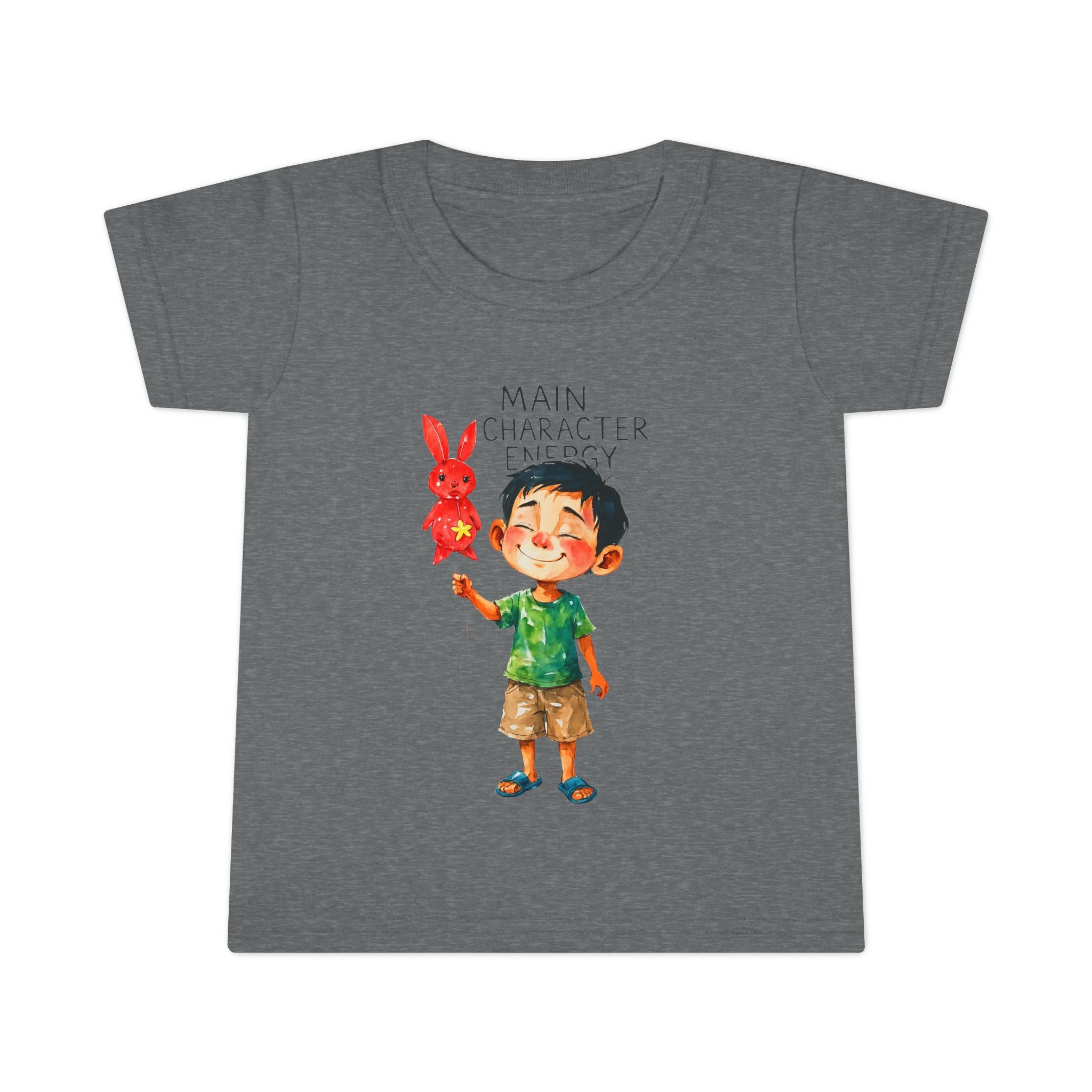 Main Character Energy boys Playful Toddler T-Shirt with Bunny Cute Kids Tee, Fun Spring Outfit, Perfect Birthday Gift,  Adventure Wear