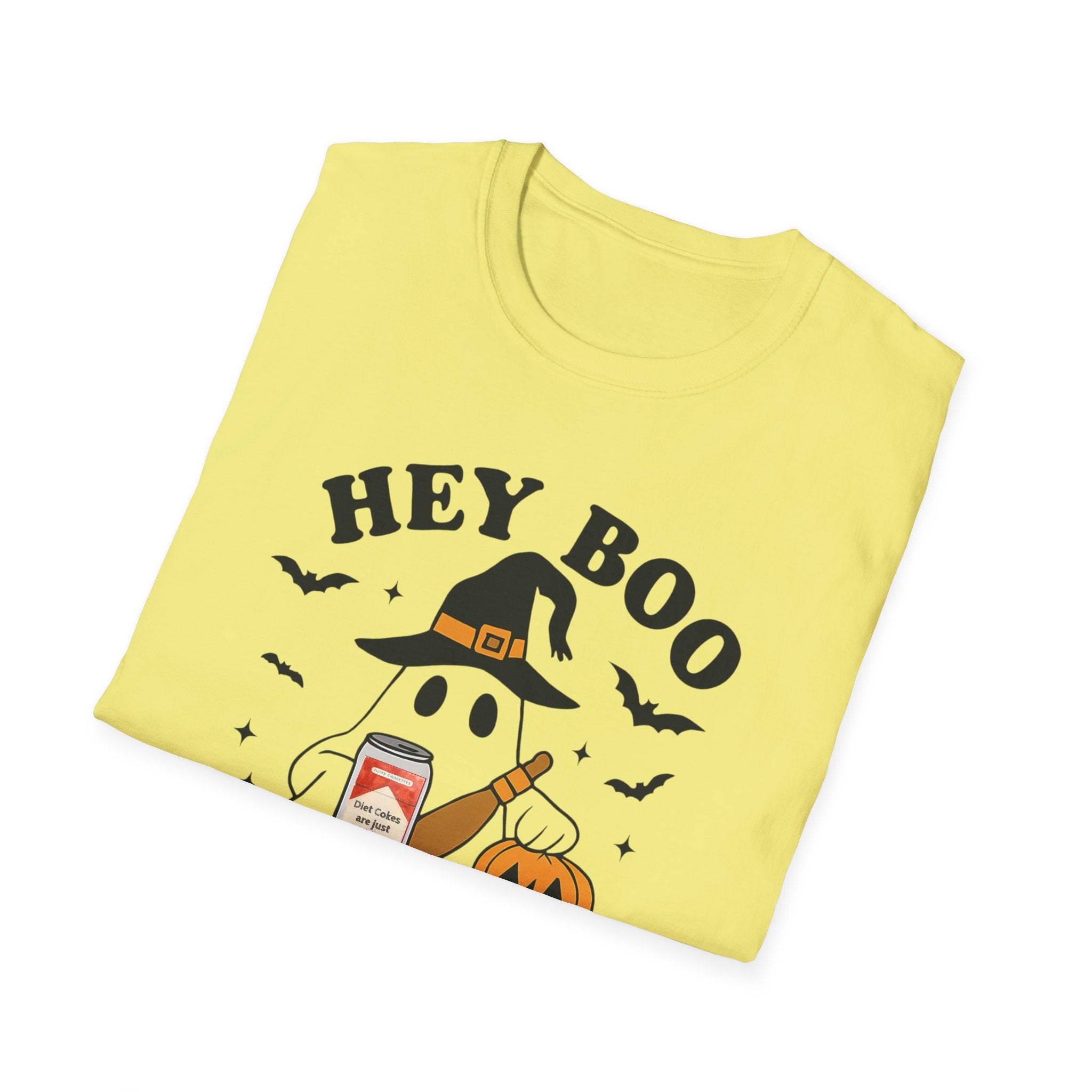 Ghost Diet Cola Softstyle T-Shirt, Halloween Unisex Tee, Fridge Cigarettes Boo Shirt, Spooky Ghost Costume Top, Funny Halloween Graphic Tee