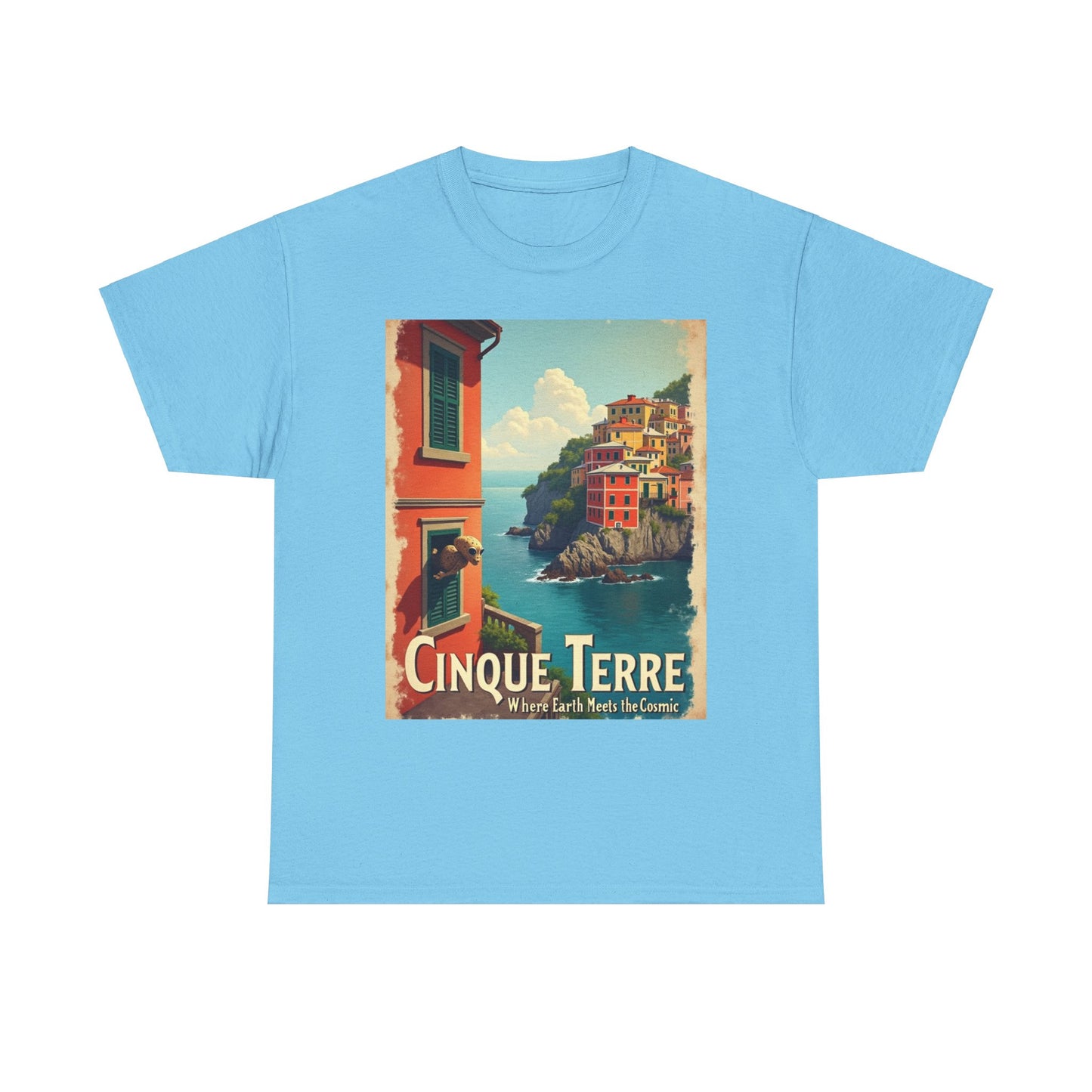T-Shirt Cinque Terre Alien Visit Unisex Heavy Cotton Tee