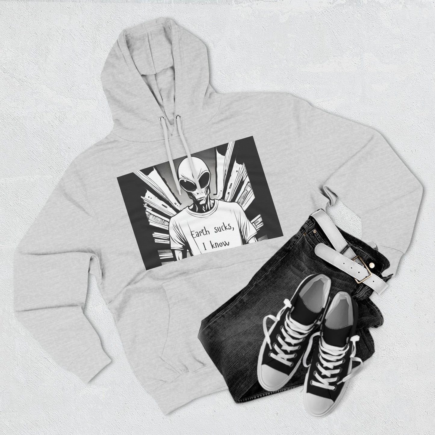 Fleece Hoodie - Earth Sucks I Know - Funny Graphic Design