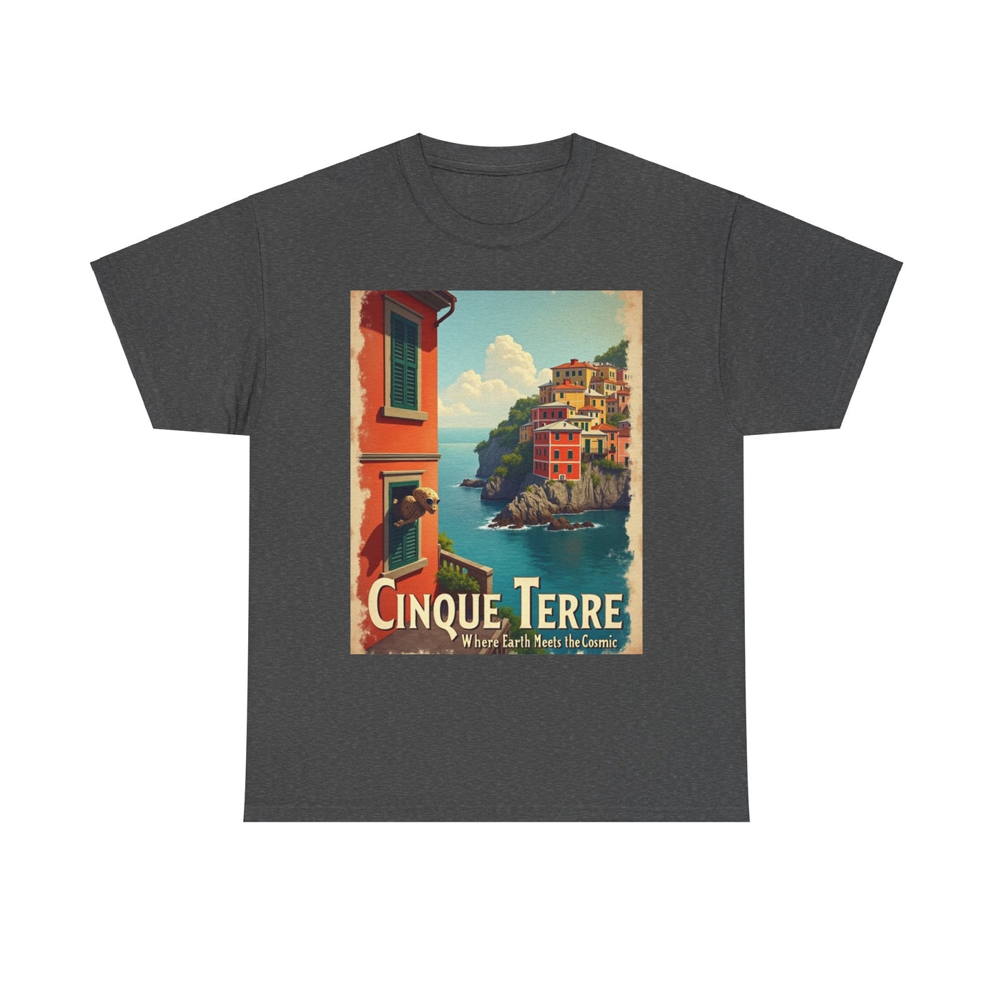 T-Shirt Cinque Terre Alien Visit Unisex Heavy Cotton Tee