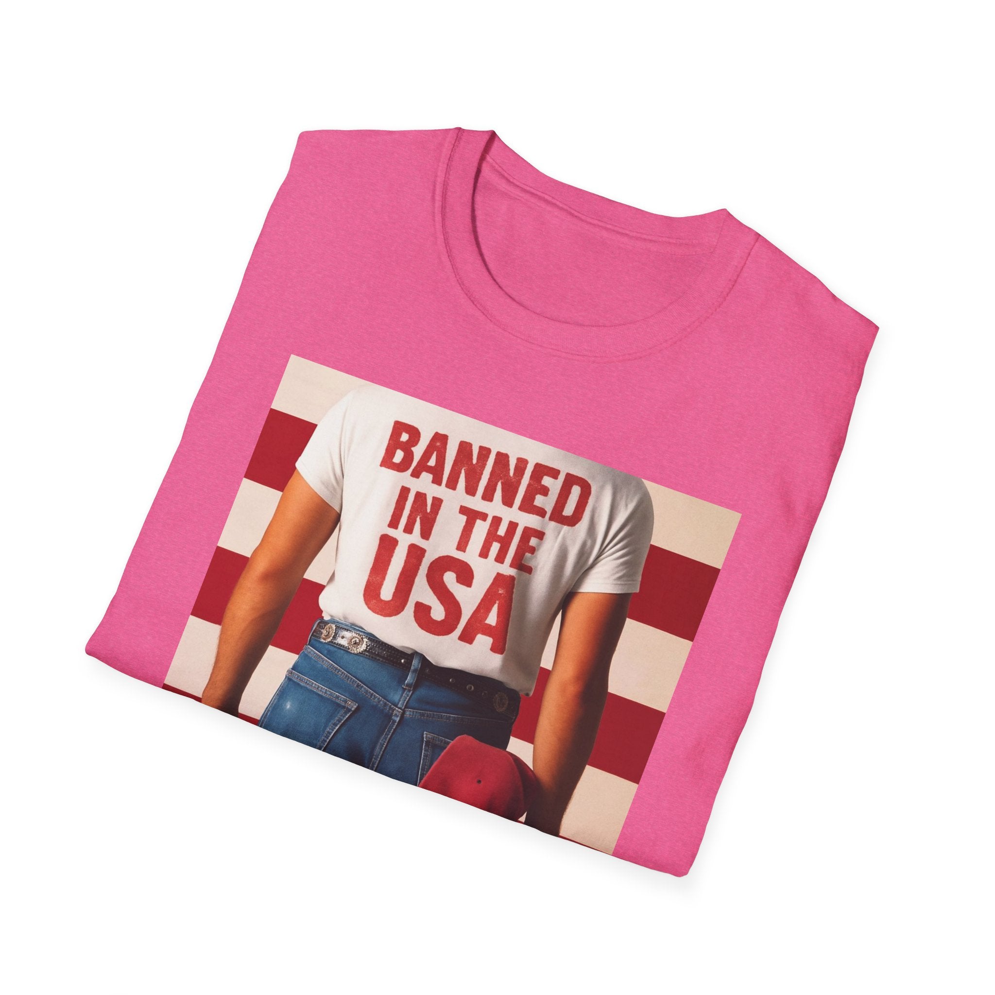 Banned in the USA Political Activist T-Shirt, Liberal Tee, Anti-Trump Christmas Gift, Unisex Softstyle Shirt Kimmel Colbert socia justice