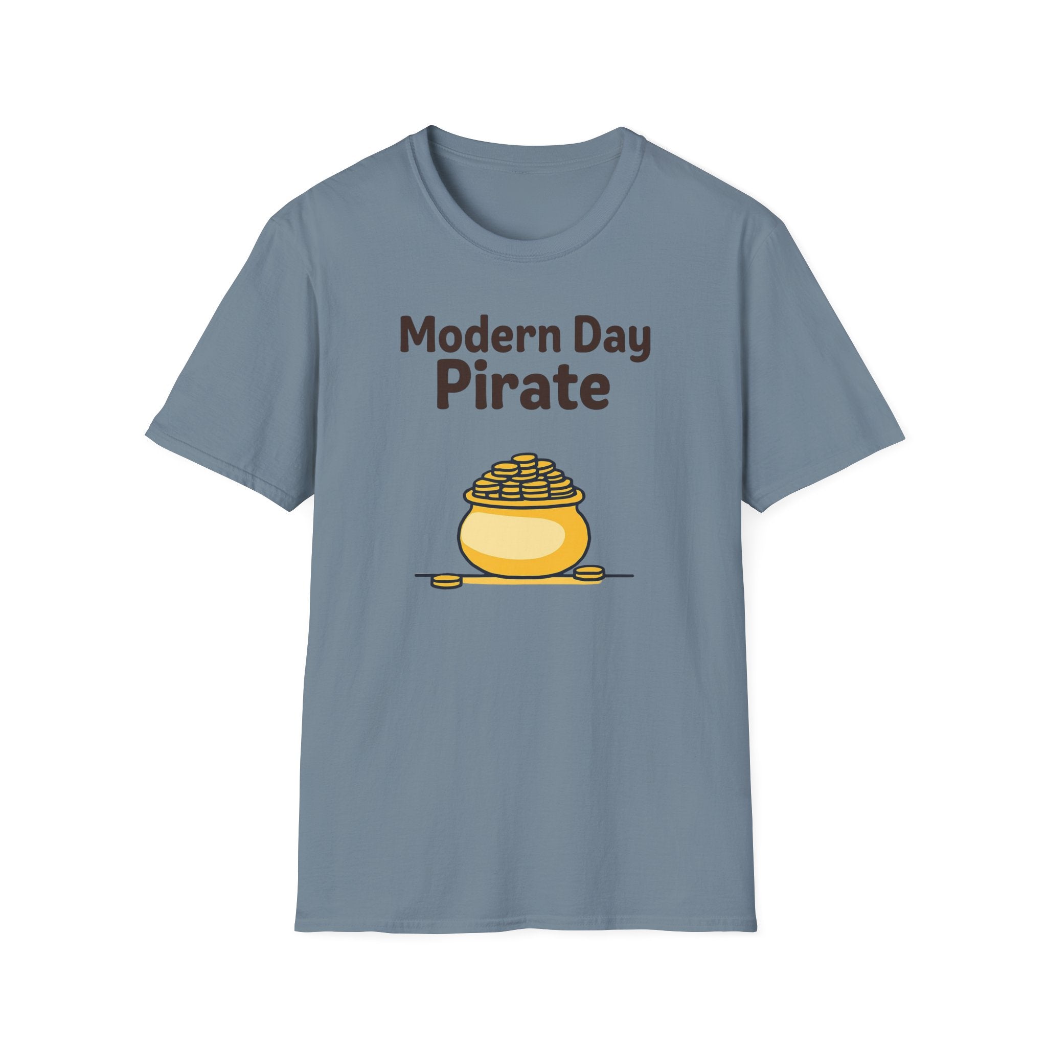 Modern Day Pirate Metal Detector T-Shirt, Relic Coin History Tee, Unisex Softstyle Top, Treasure Hunter Gift, Pirate Lover Shirt