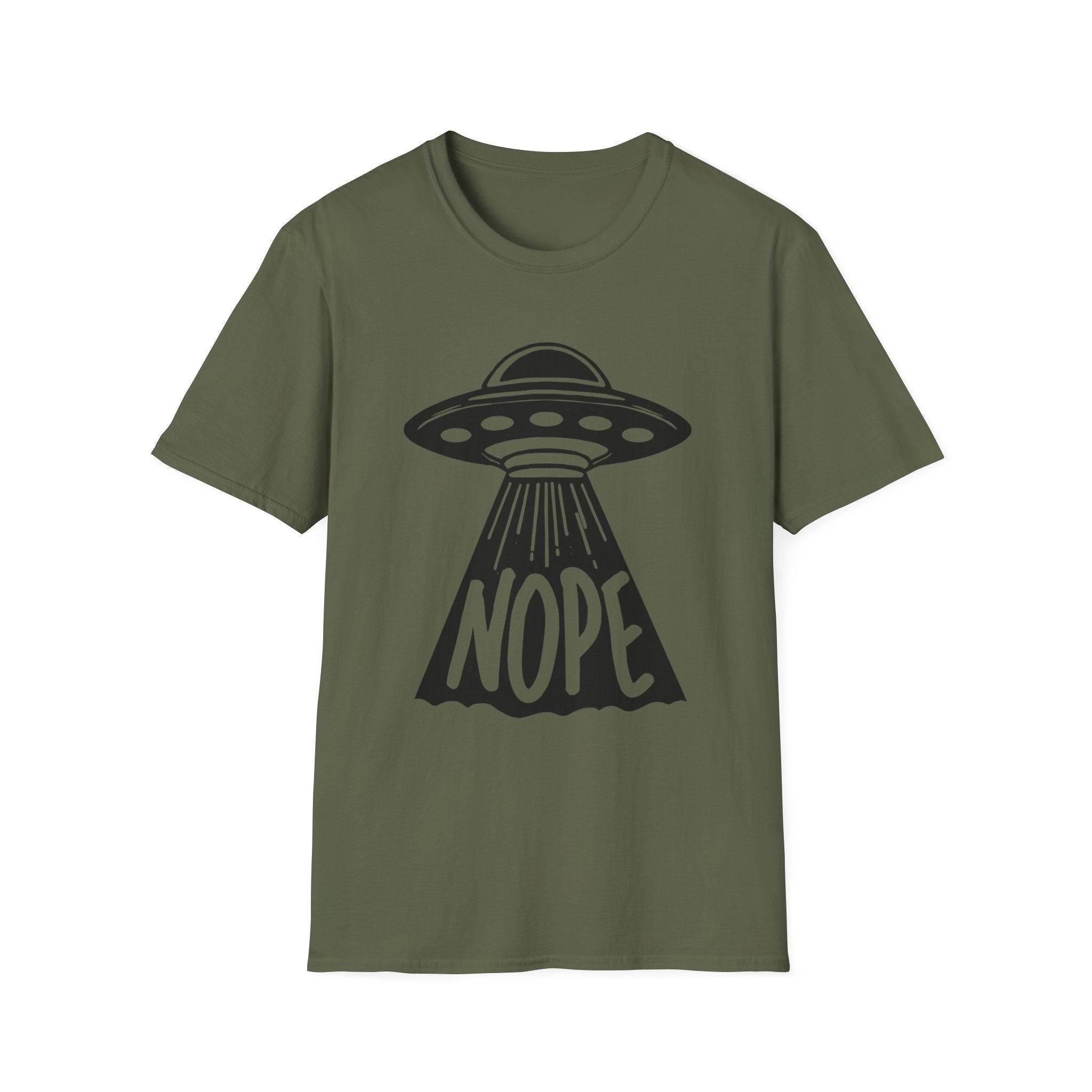 Extraterrestrials say Nope Unisex Softstyle T-Shirt - Funny Alien Design, UFO Lover Gift, Space Enthusiast Tee, Sci-Fi Graphic Shirt, Cosmic