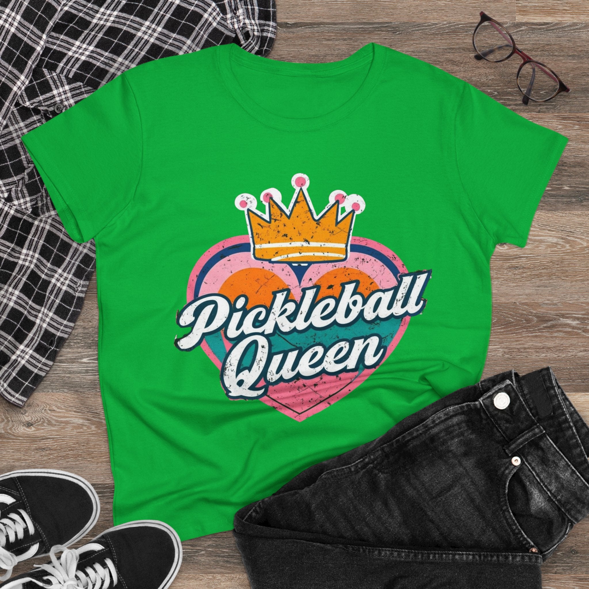 Pickleball Queen Cotton Tee - Perfect for Sports Lovers, Gifts for Her, Summer Fun, Activewear, Casual Style crown paddle queen