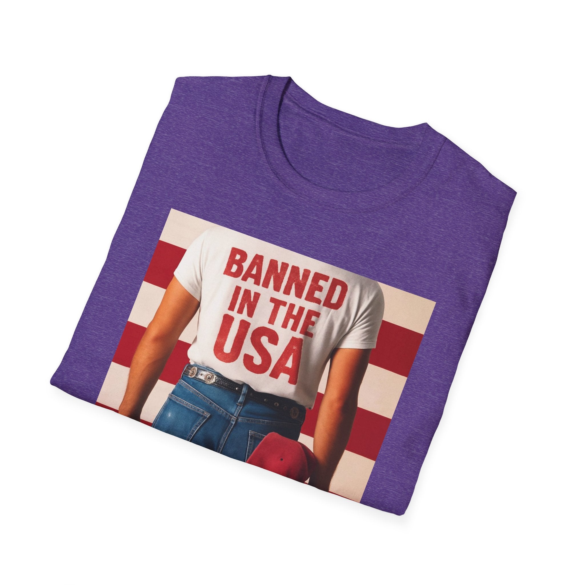 Banned in the USA Political Activist T-Shirt, Liberal Tee, Anti-Trump Christmas Gift, Unisex Softstyle Shirt Kimmel Colbert socia justice