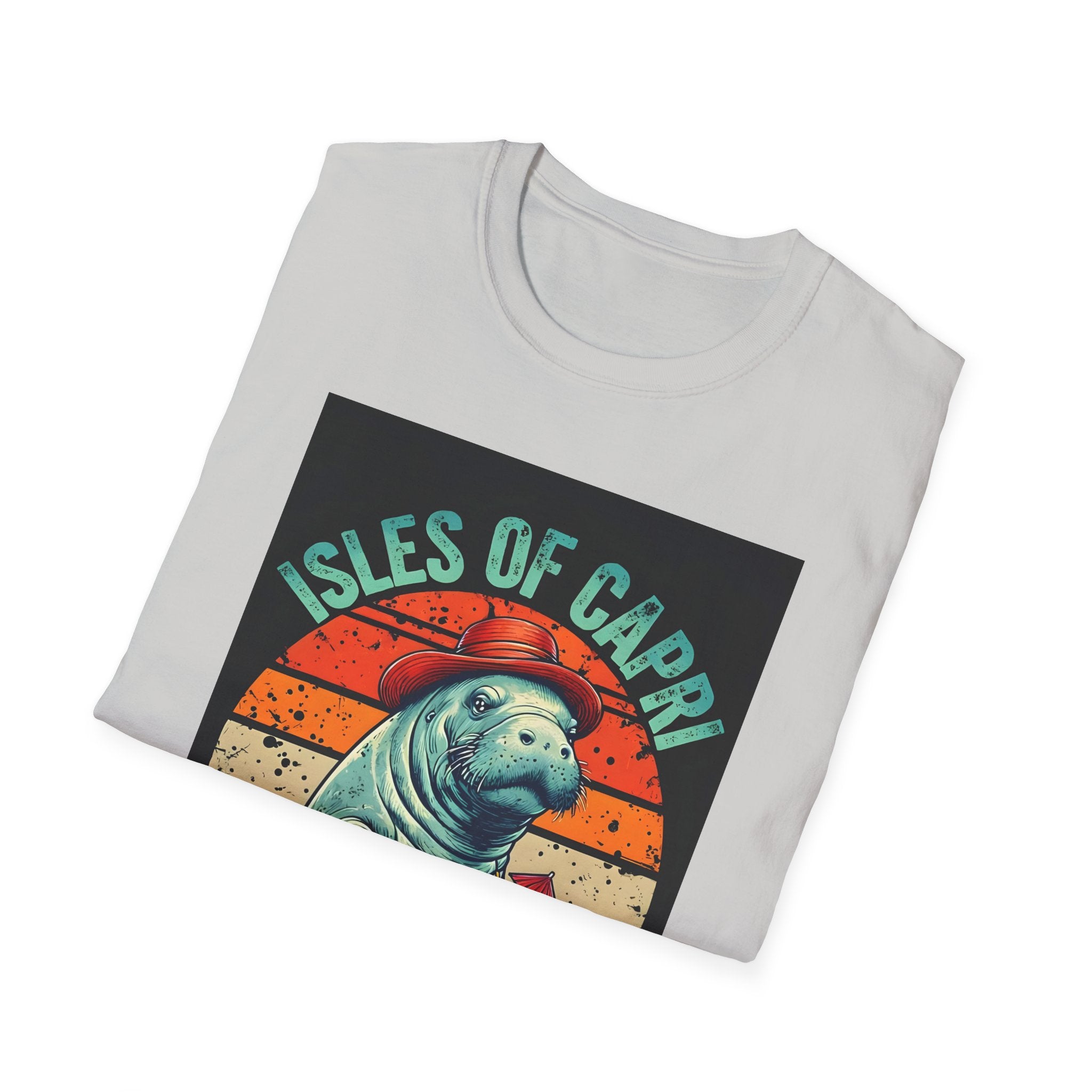 Manatee Lover Unisex Softstyle T-Shirt, Animal Print Shirt, Wildlife Tee, Ocean Theme Top, Nature Graphic Tee