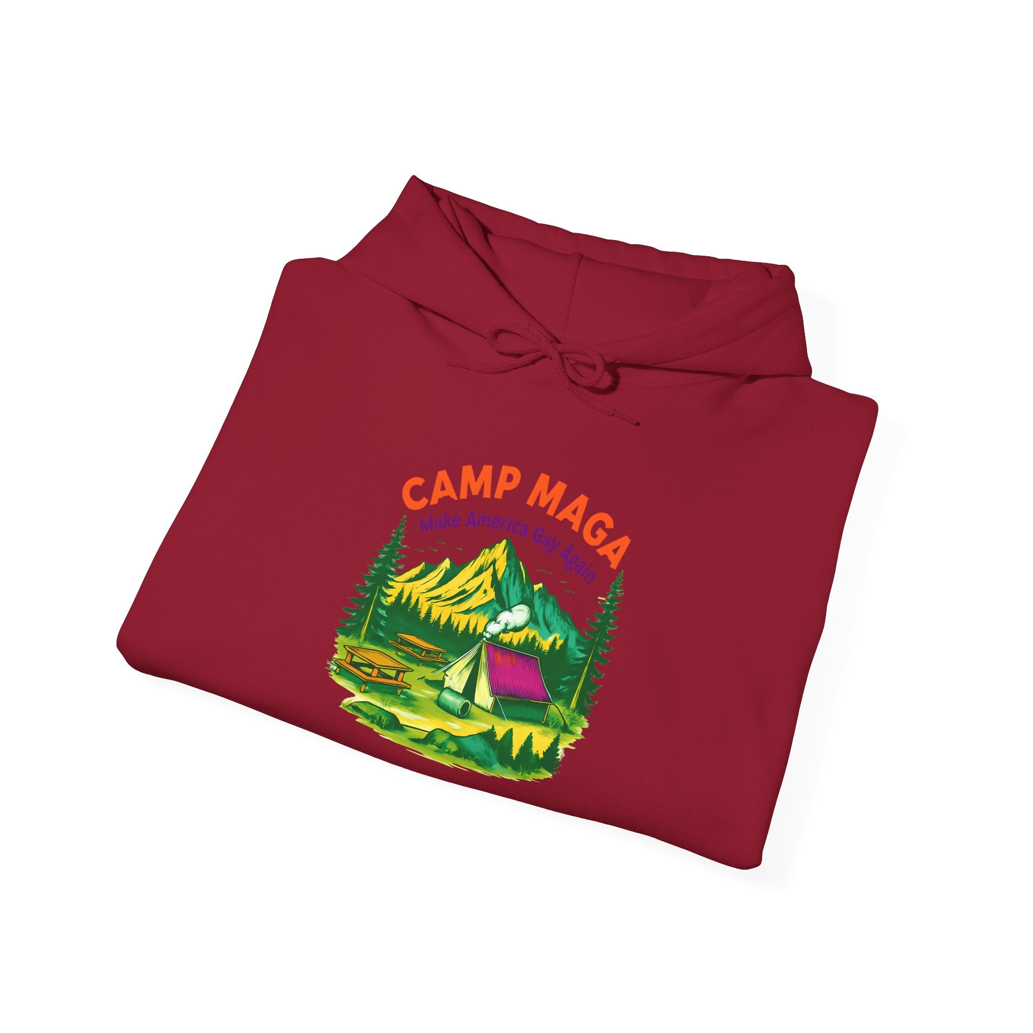 Camp Maga Gay Pride Hoodie, LGBT Rainbow Sweatshirt, P-Town Carnival Unisex Pullover, America Flag Jumper, LGBTQ Summer Camp Gift, Political