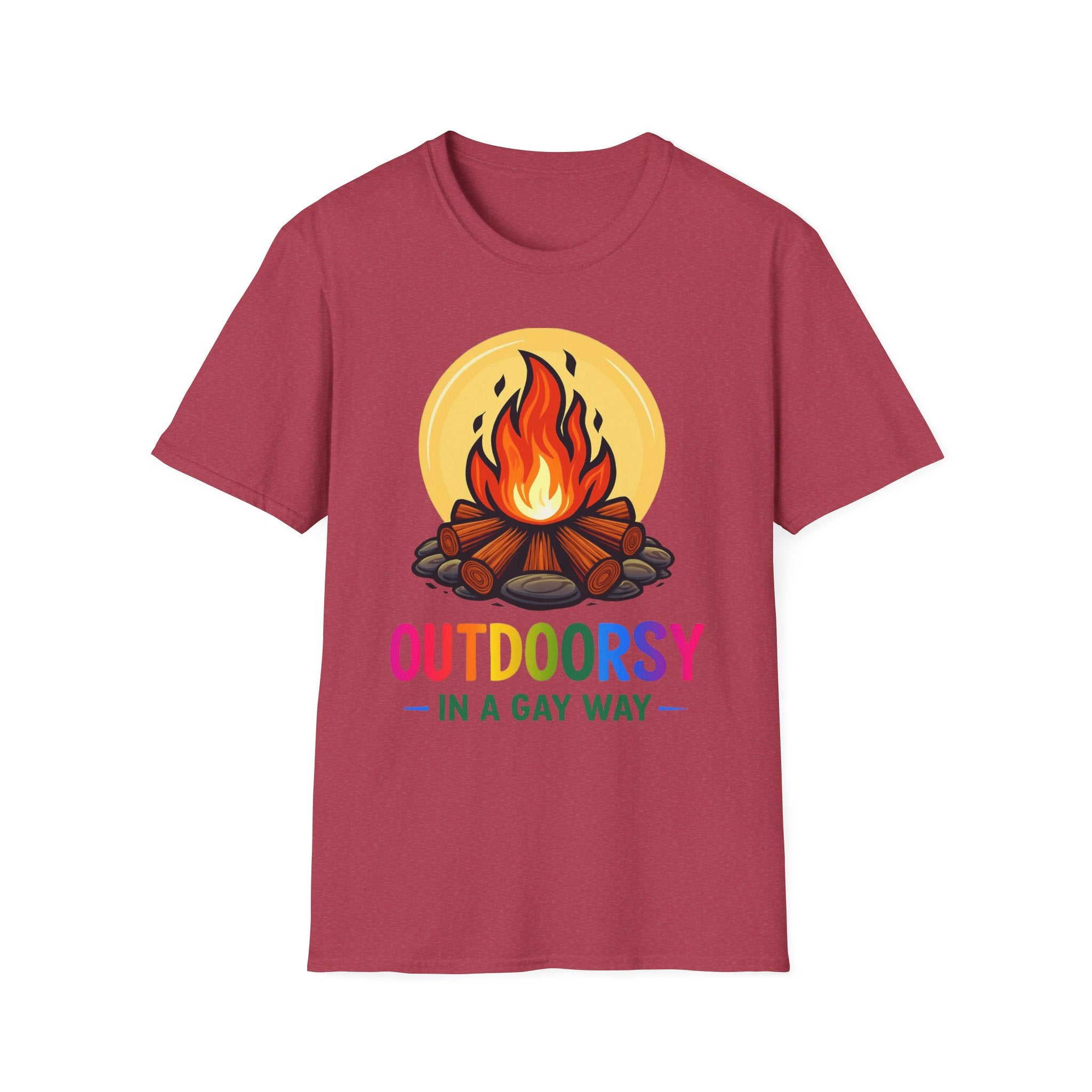 Outdoorsy Pride Unisex T-Shirt, Camping Tee, LGBTQ+ Apparel, Summer Festival Shirt, Queer Outdoor Adventure Top, Gift for Campers