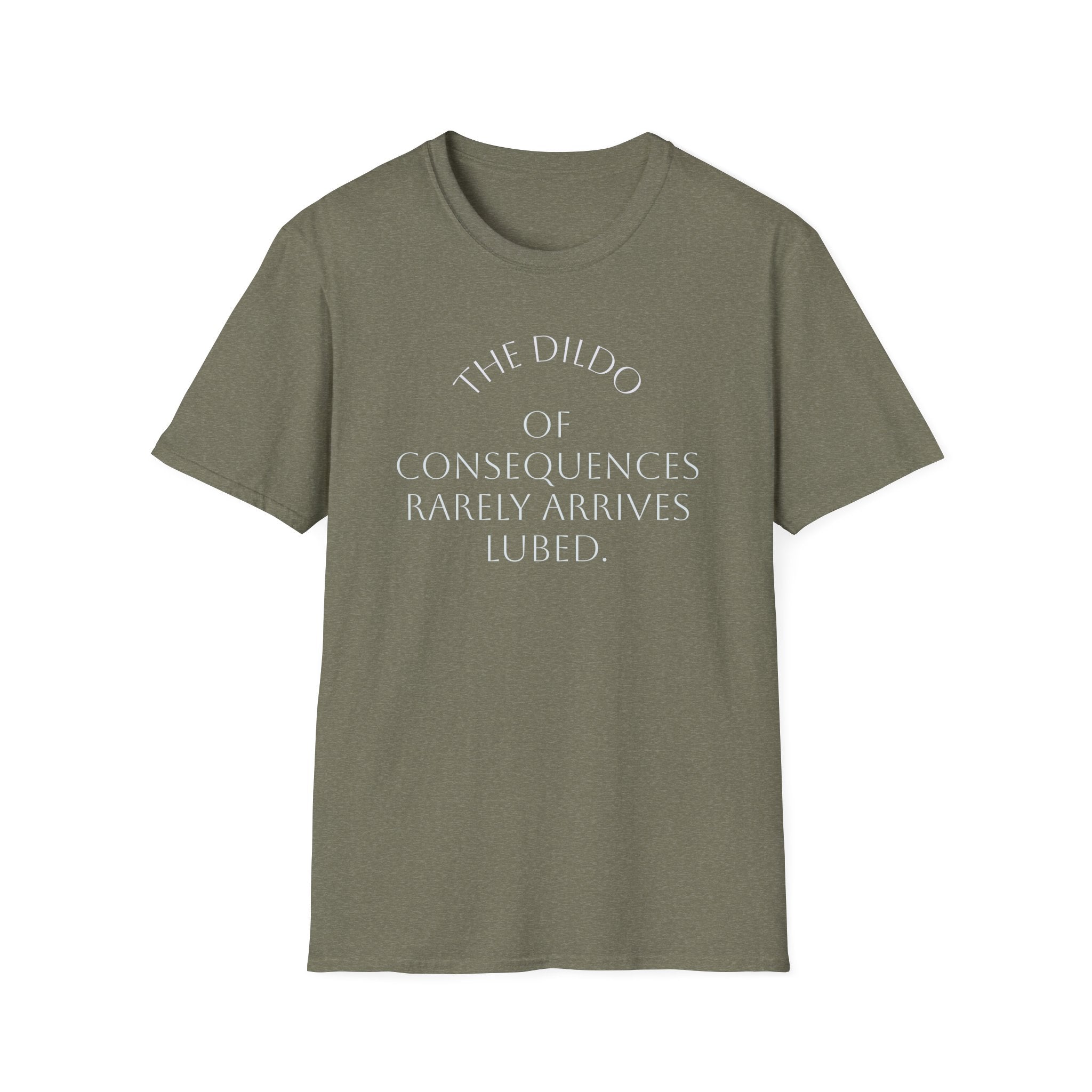 Bad Karma Unisex Softstyle T-Shirt, Humorous Dildo of Consequences Tee, Sarcastic Graphic Shirt, Novelty Gift Apparel, Unisex Tshirt