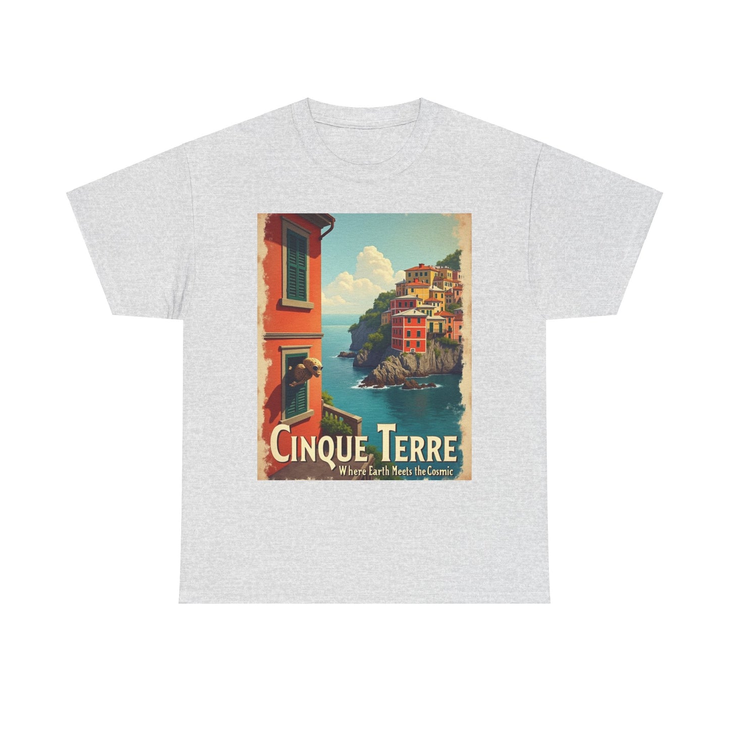 T-Shirt Cinque Terre Alien Visit Unisex Heavy Cotton Tee