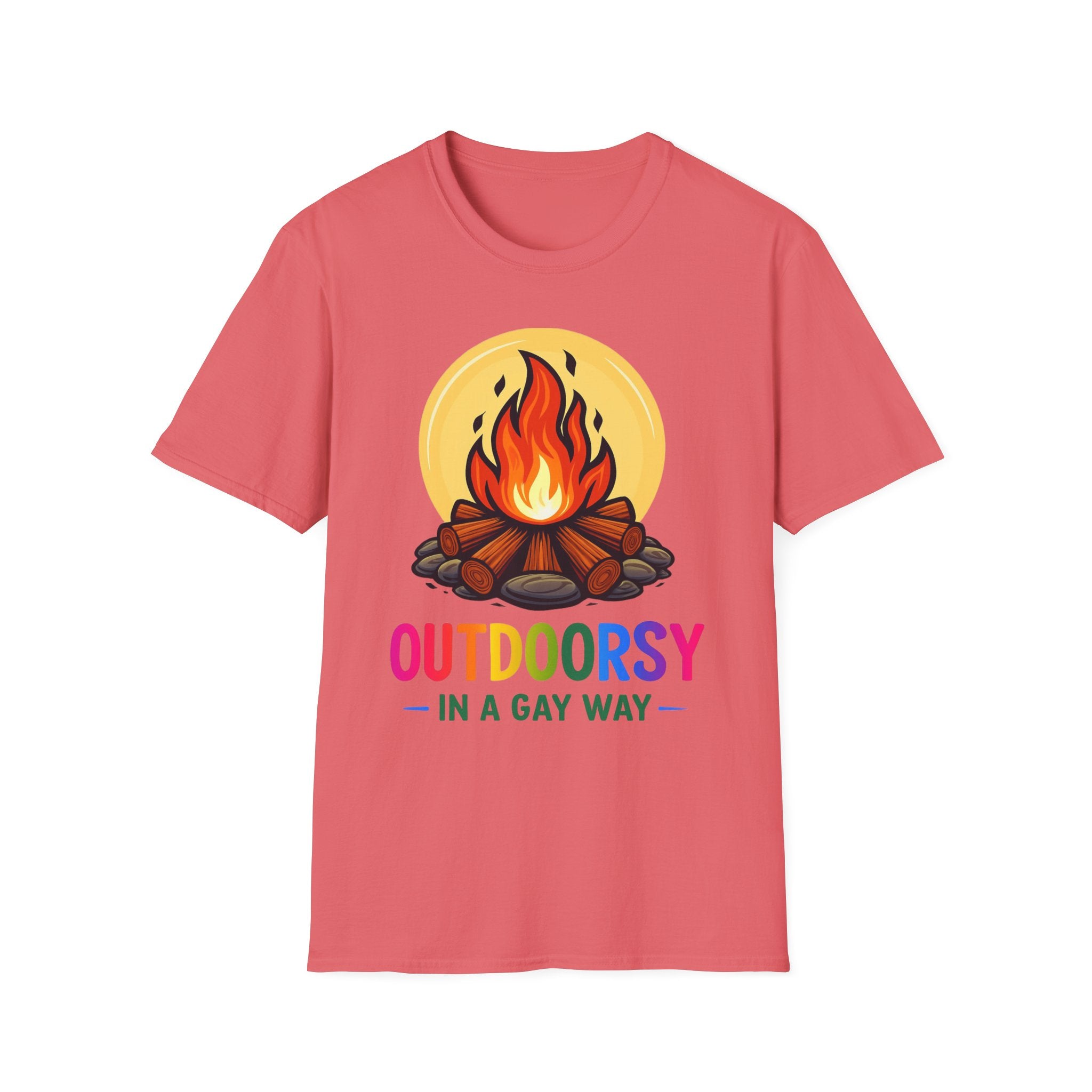 Outdoorsy Pride Unisex T-Shirt, Camping Tee, LGBTQ+ Apparel, Summer Festival Shirt, Queer Outdoor Adventure Top, Gift for Campers