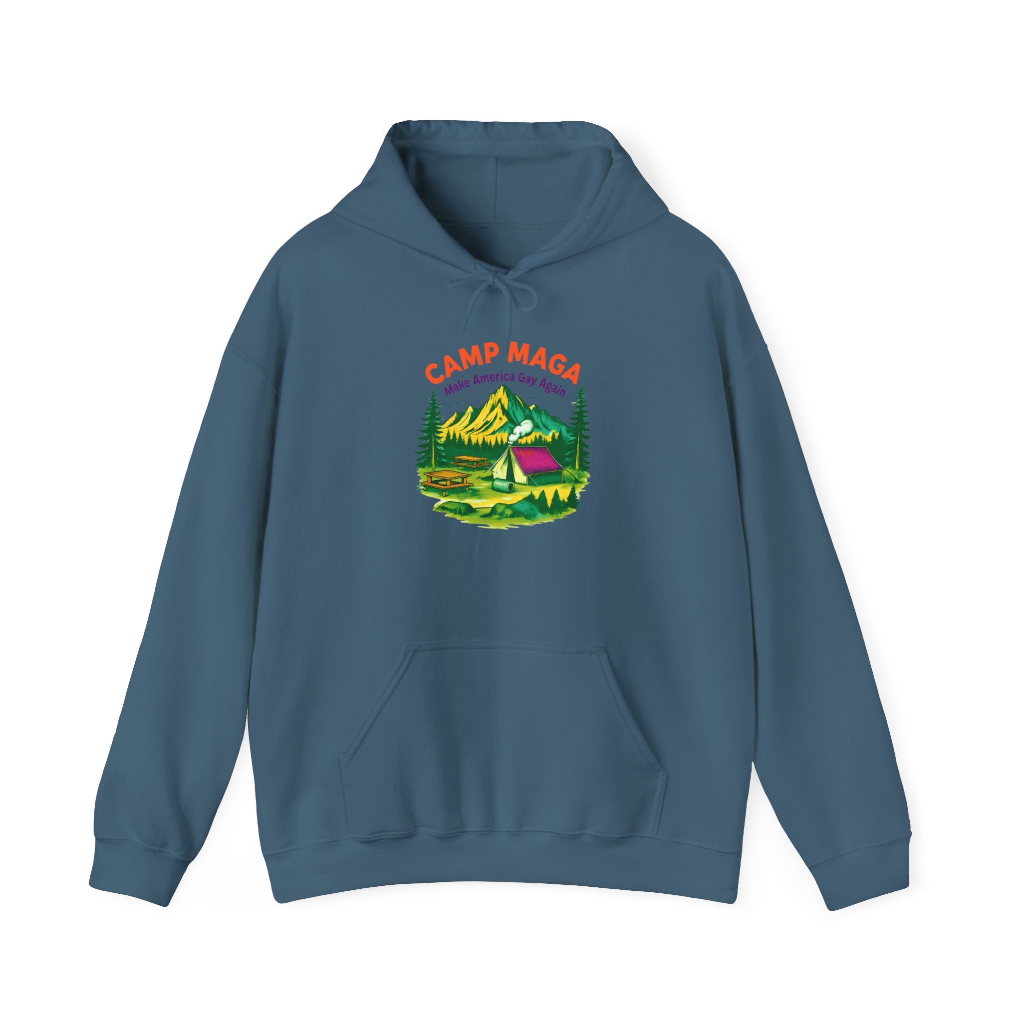 Camp Maga Gay Pride Hoodie, LGBT Rainbow Sweatshirt, P-Town Carnival Unisex Pullover, America Flag Jumper, LGBTQ Summer Camp Gift, Political