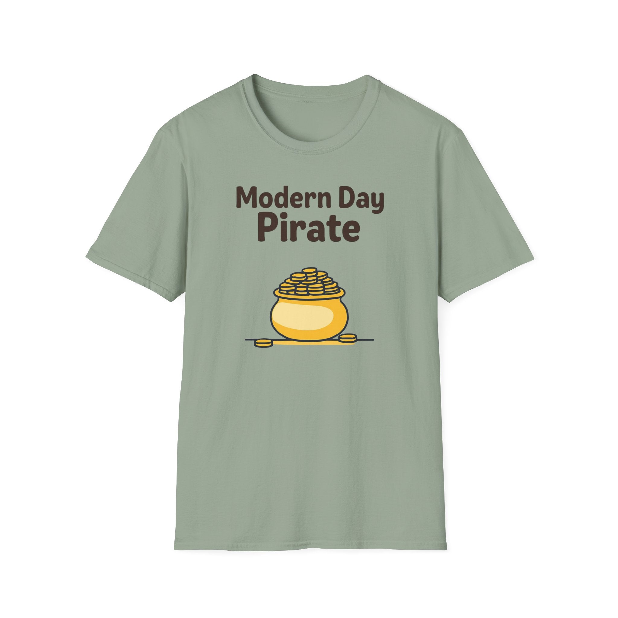 Modern Day Pirate Metal Detector T-Shirt, Relic Coin History Tee, Unisex Softstyle Top, Treasure Hunter Gift, Pirate Lover Shirt