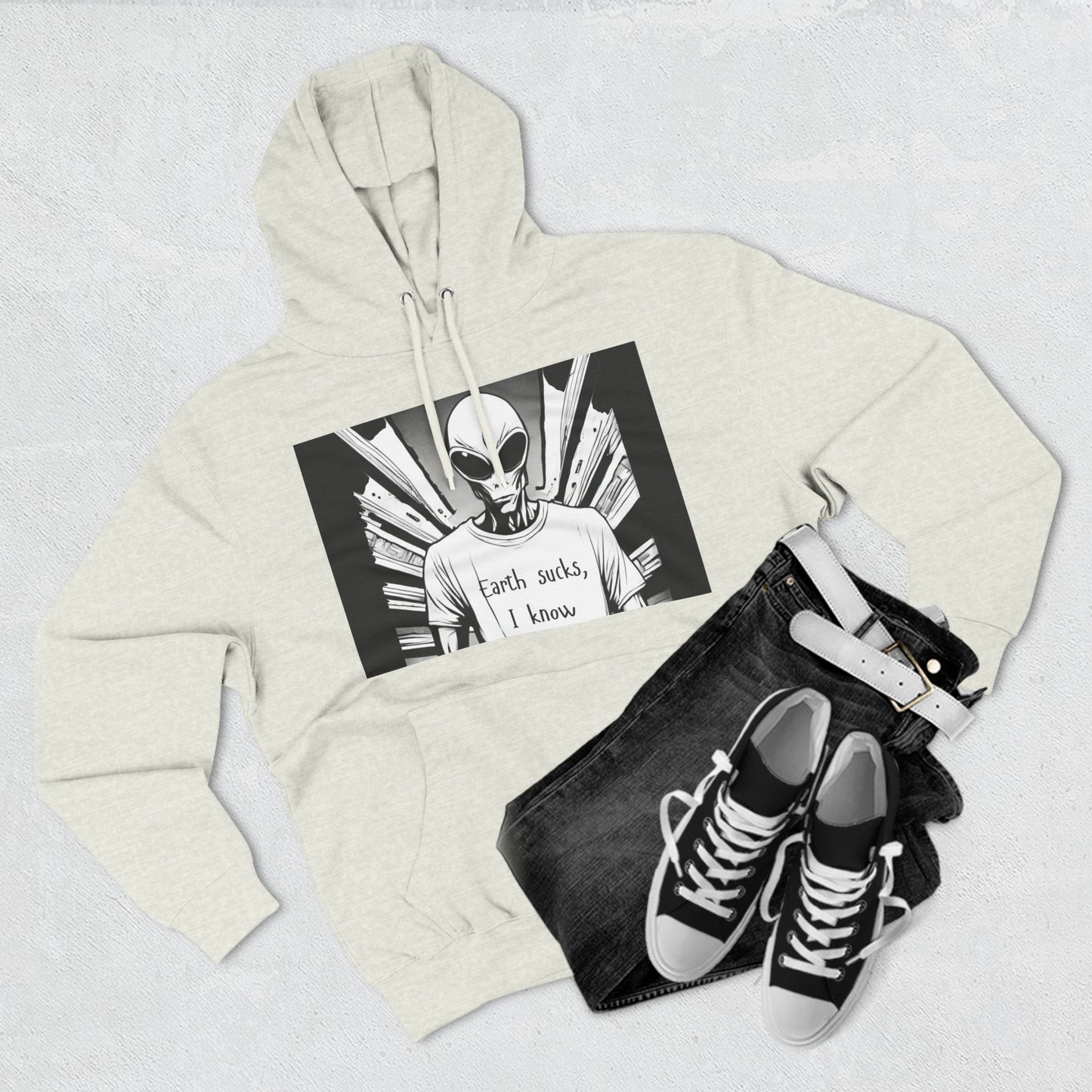 Fleece Hoodie - Earth Sucks I Know - Funny Graphic Design