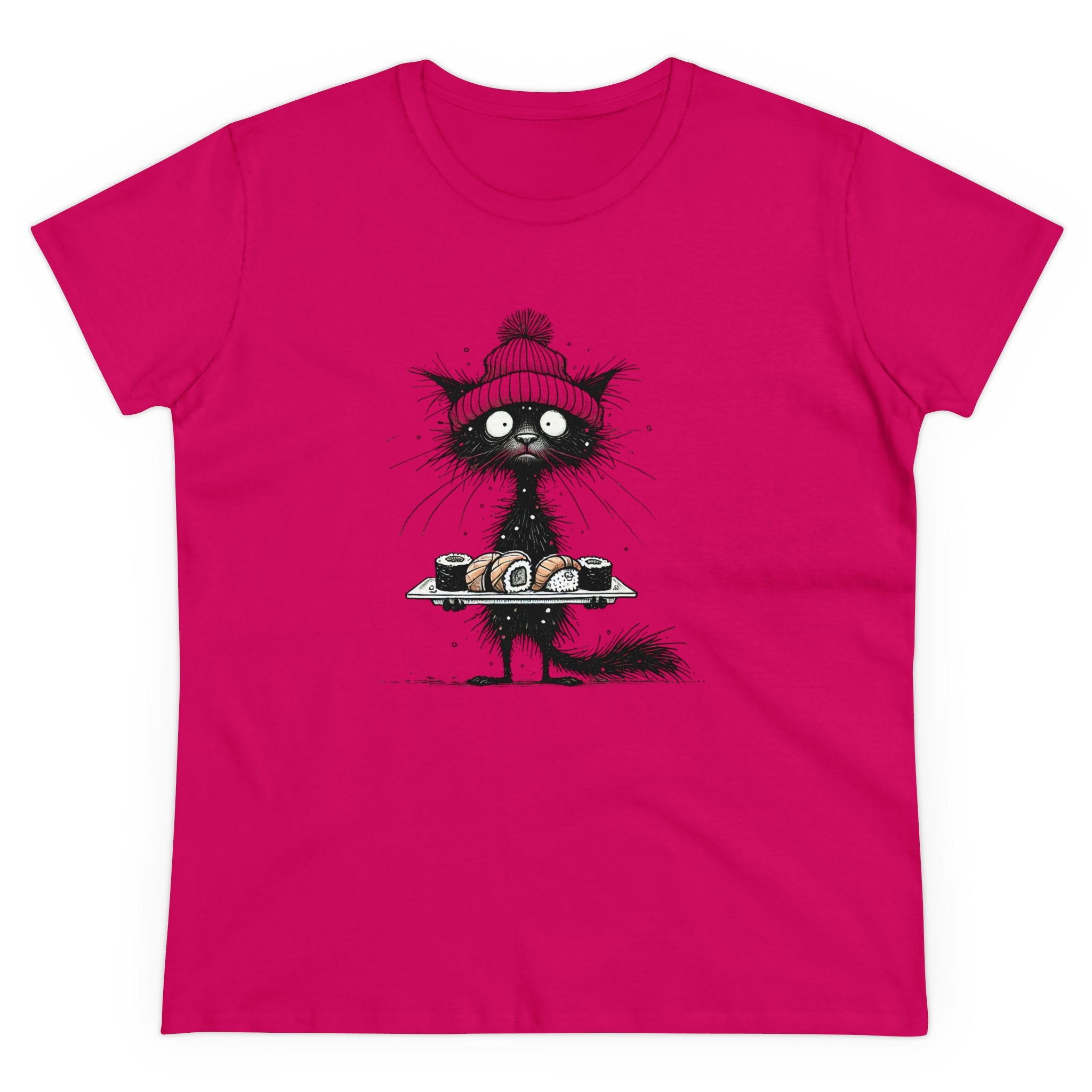 Sushi Cat Tee, Cute Cat Shirt, Funny Animal T-Shirt, Women's Graphic Tee, Kawaii Cat Top, Japanese Food Lover Gift