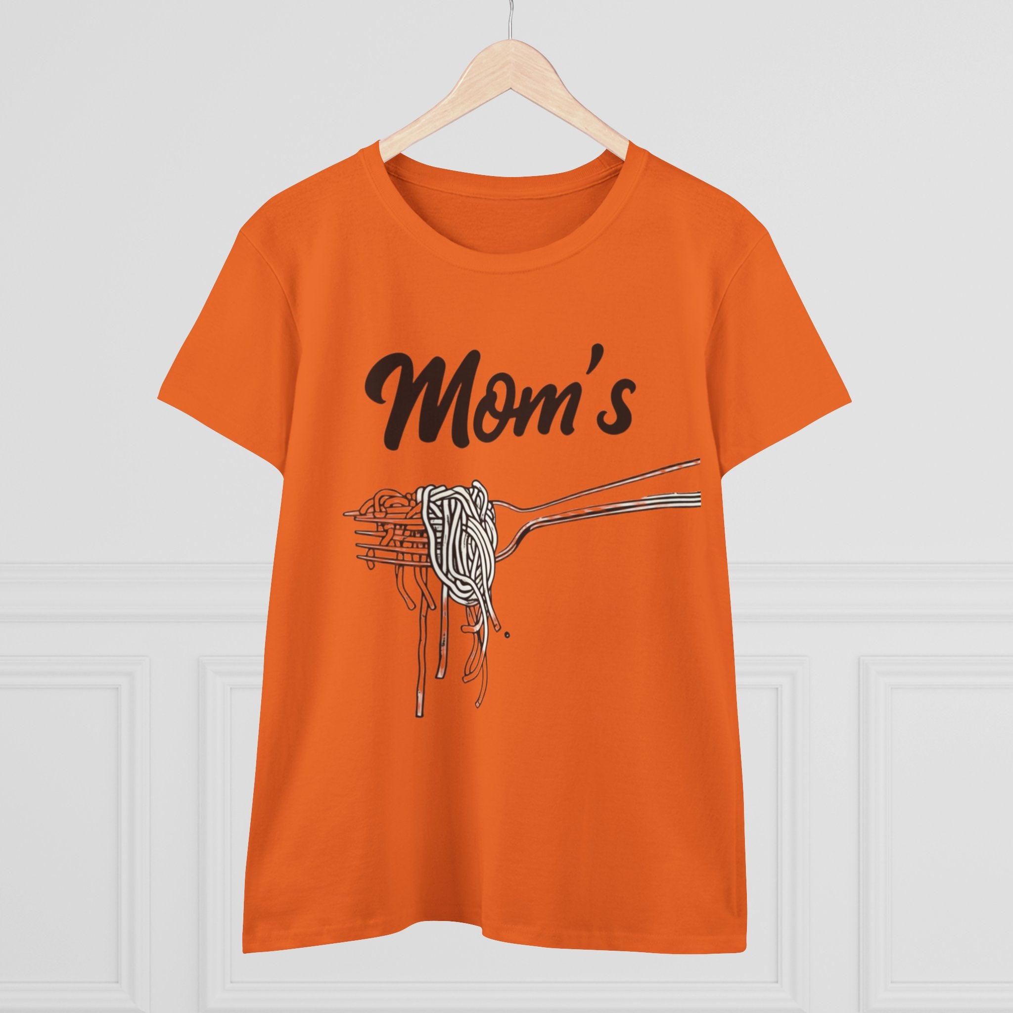 Mom's Spaghetti Tee - Women's Midweight Cotton T-Shirt, Gift for Mother's Day, Foodie Shirt, Casual Wear, Cozy Top