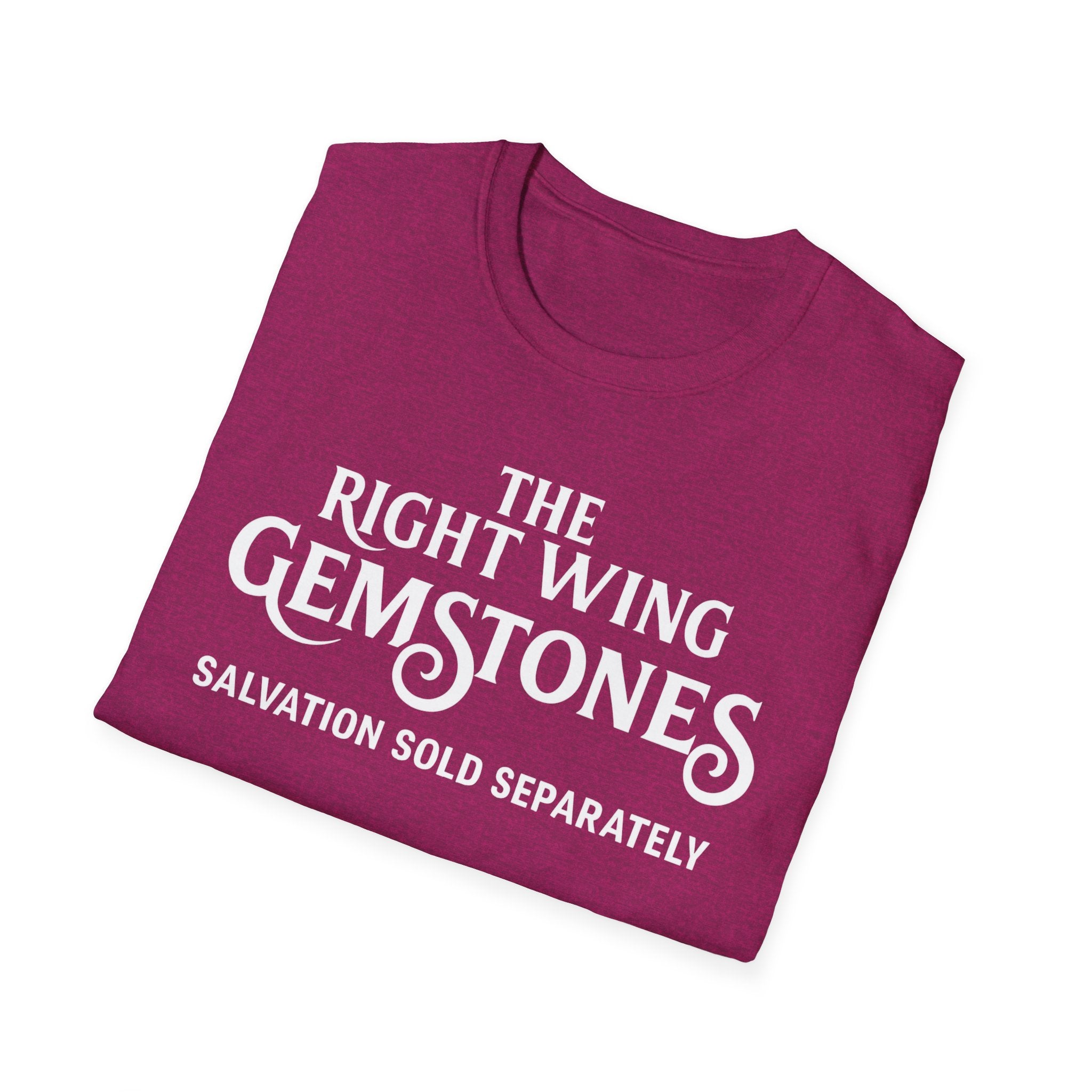 Right Wing Gemstones Unisex Softstyle T-Shirt, Salvation for sale activist Christmas Gift Shirt, Political Statement Tee, Liberal Protest
