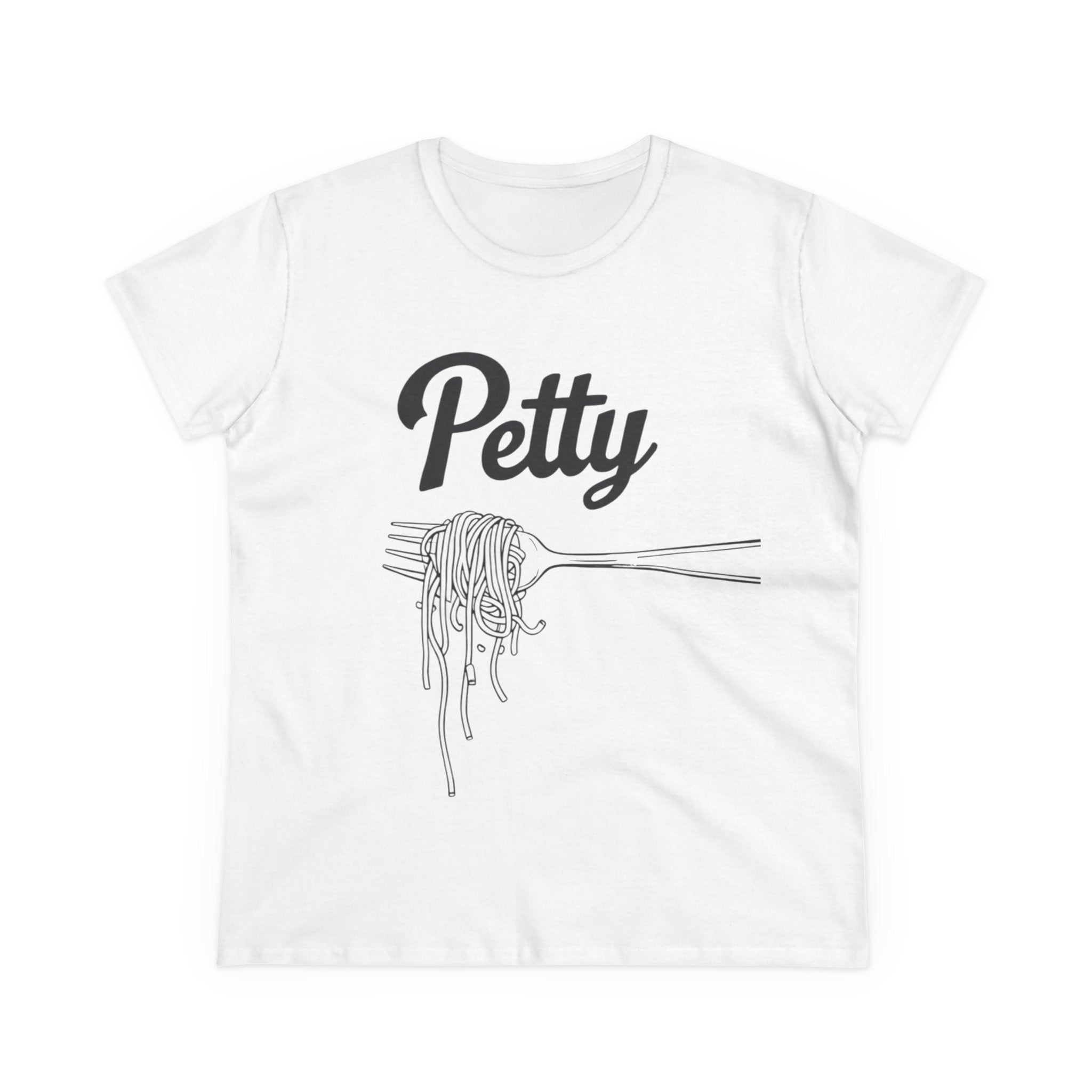 Petty spaghetti Women's Cotton Tee, Funny Graphic Tee, Casual Shirt, Gift for Foodies, Birthday Gift, Quirky Apparel gift for her