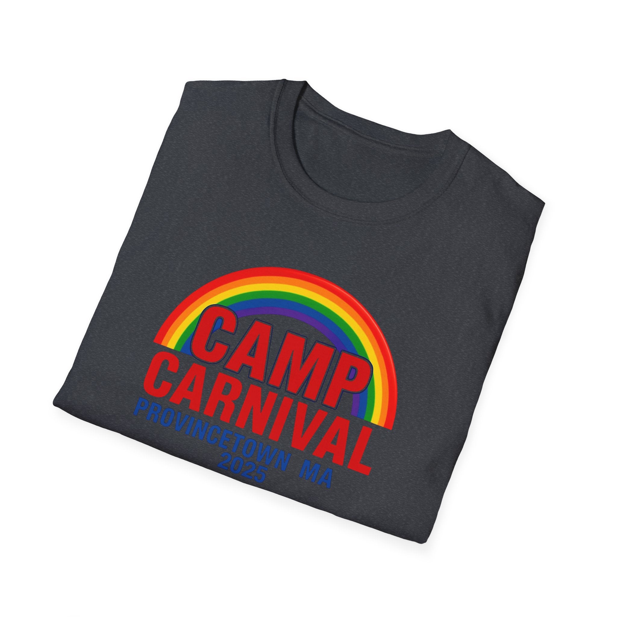 Rainbow Camp Carnival Ptown Unisex T-Shirt, LGBTQ+ Pride Apparel, Summer Festival Top, Gift for Camp Lovers, 2025 Event Shirt