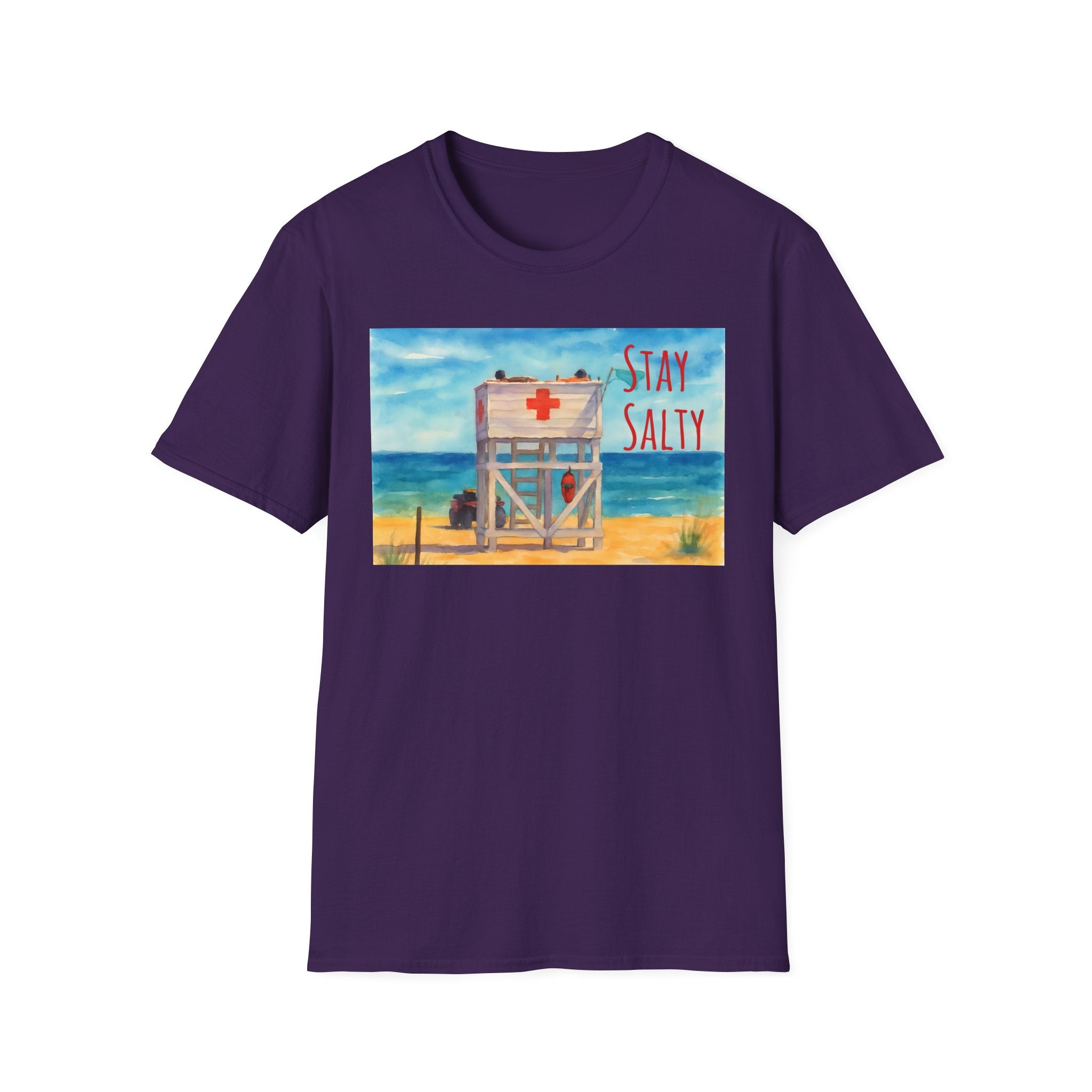 Stay Salty Ocean Vibes Unisex T-Shirt, Stay Salty Lifeguard Stand Beach Sunshine , Gift for Beach Lovers, Summer Tee, Coastal Theme Top,