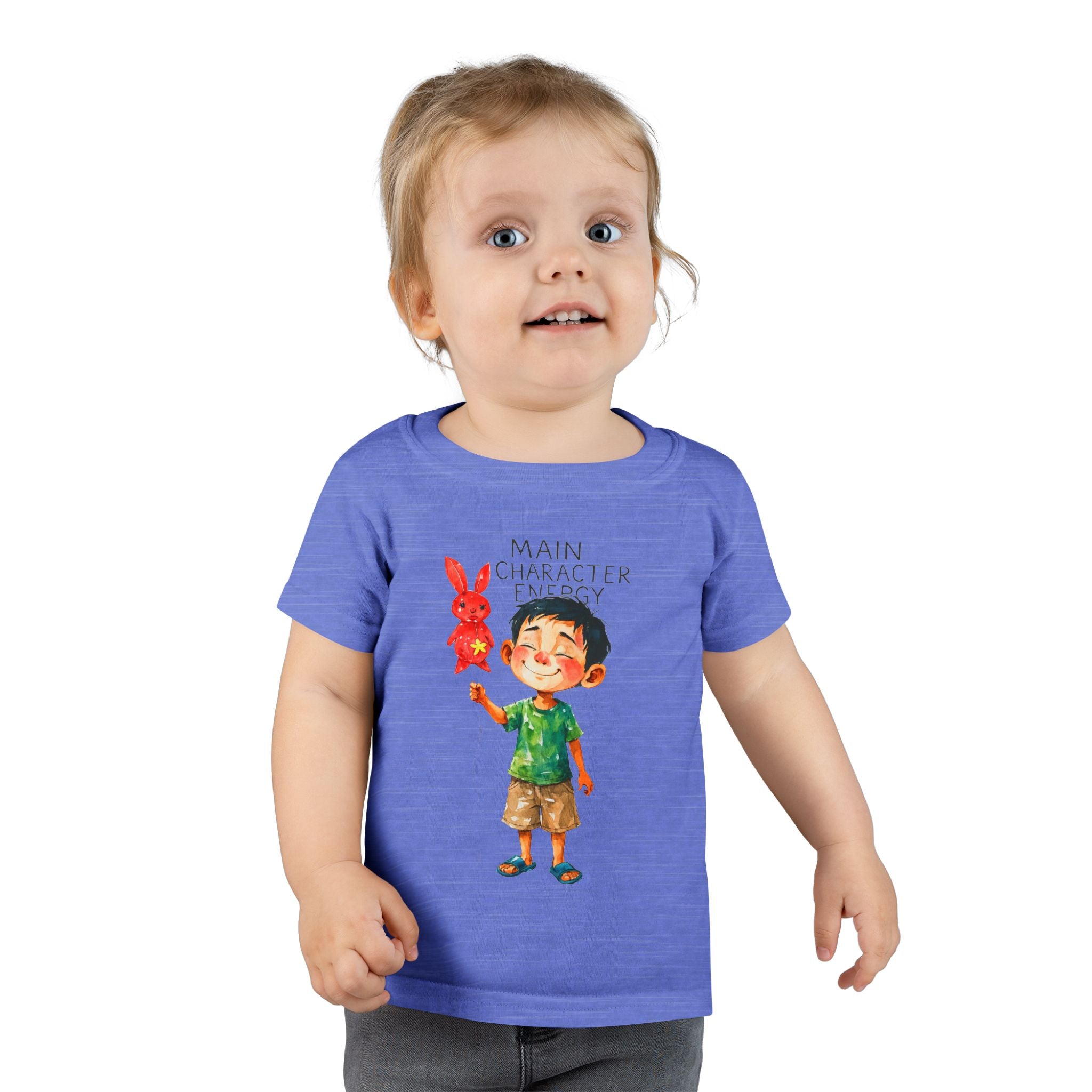 Main Character Energy boys Playful Toddler T-Shirt with Bunny Cute Kids Tee, Fun Spring Outfit, Perfect Birthday Gift,  Adventure Wear
