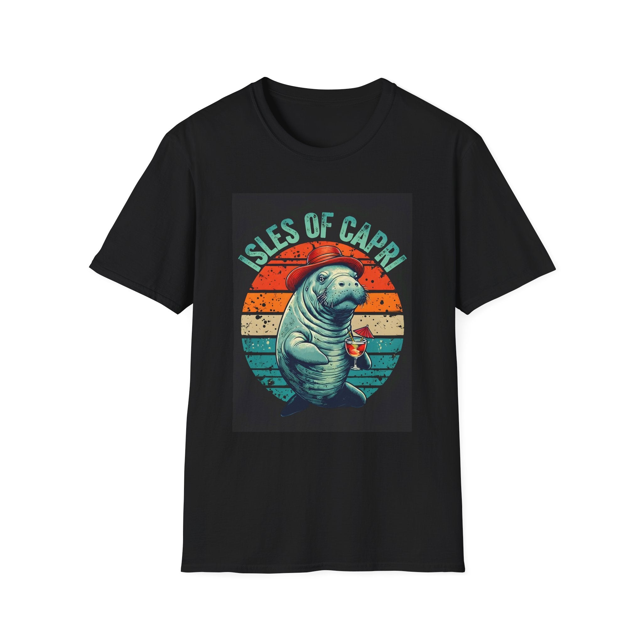Manatee Lover Unisex Softstyle T-Shirt, Animal Print Shirt, Wildlife Tee, Ocean Theme Top, Nature Graphic Tee
