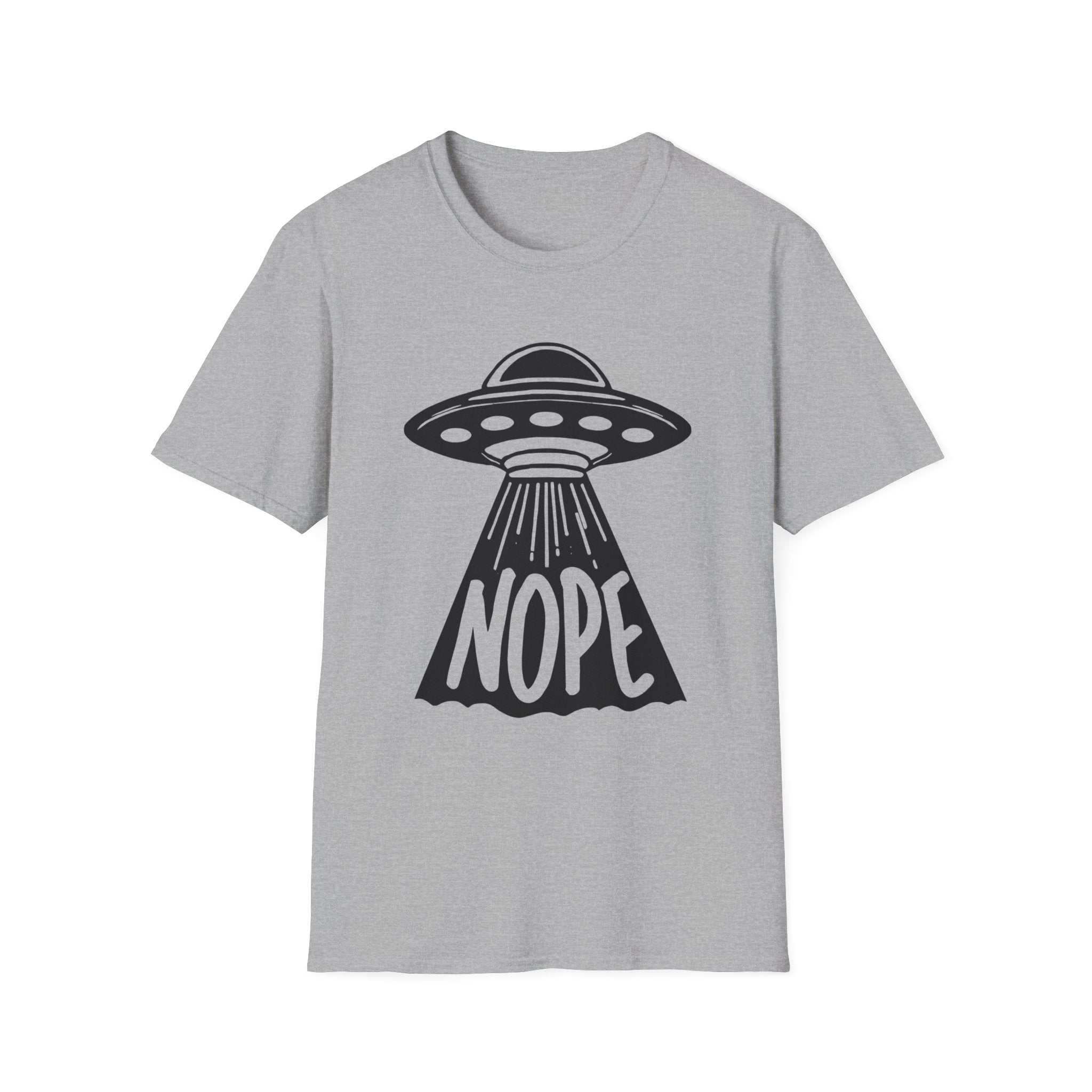 Extraterrestrials say Nope Unisex Softstyle T-Shirt - Funny Alien Design, UFO Lover Gift, Space Enthusiast Tee, Sci-Fi Graphic Shirt, Cosmic