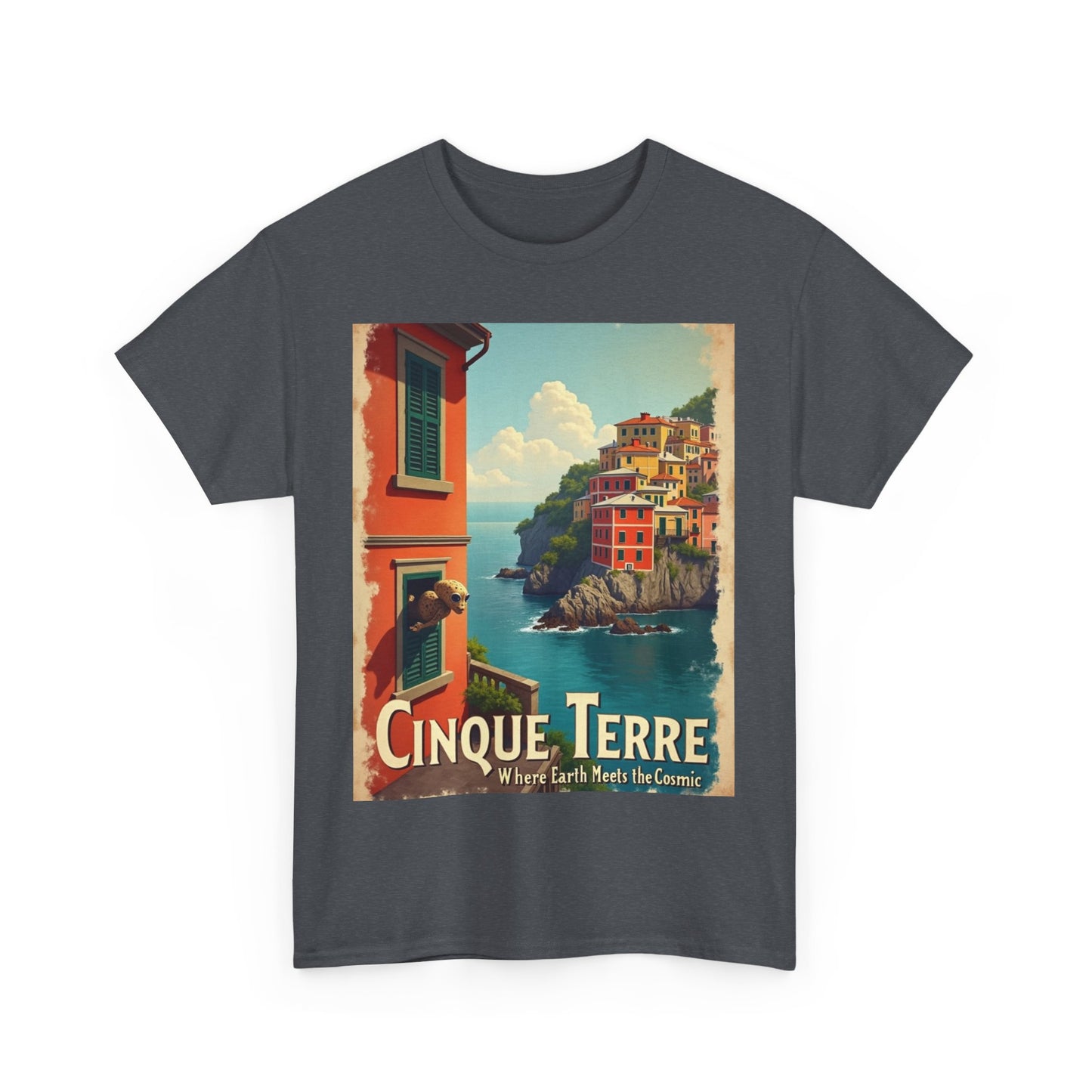 T-Shirt Cinque Terre Alien Visit Unisex Heavy Cotton Tee