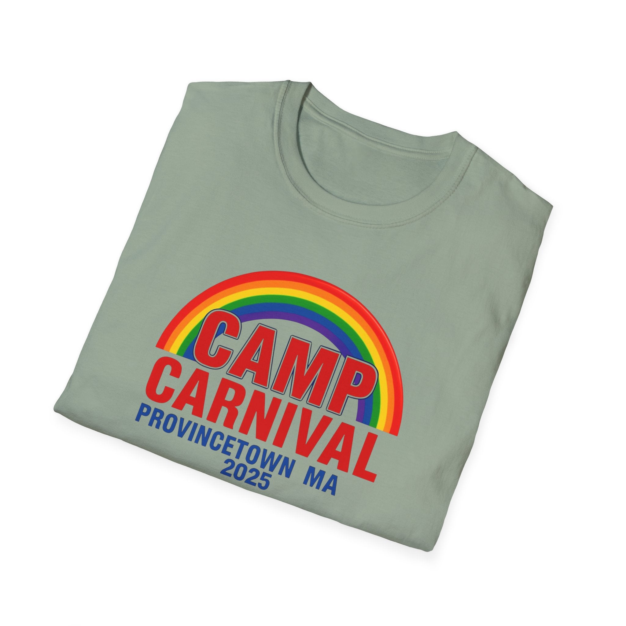 Rainbow Camp Carnival Ptown Unisex T-Shirt, LGBTQ+ Pride Apparel, Summer Festival Top, Gift for Camp Lovers, 2025 Event Shirt