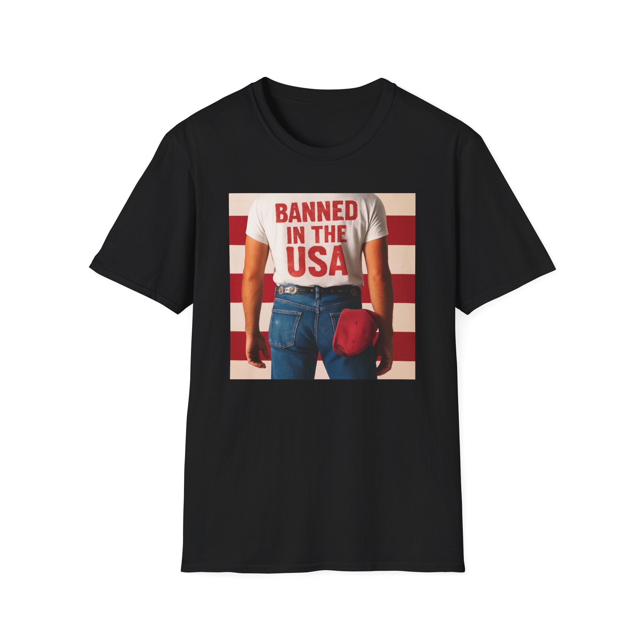 Banned in the USA Political Activist T-Shirt, Liberal Tee, Anti-Trump Christmas Gift, Unisex Softstyle Shirt Kimmel Colbert socia justice