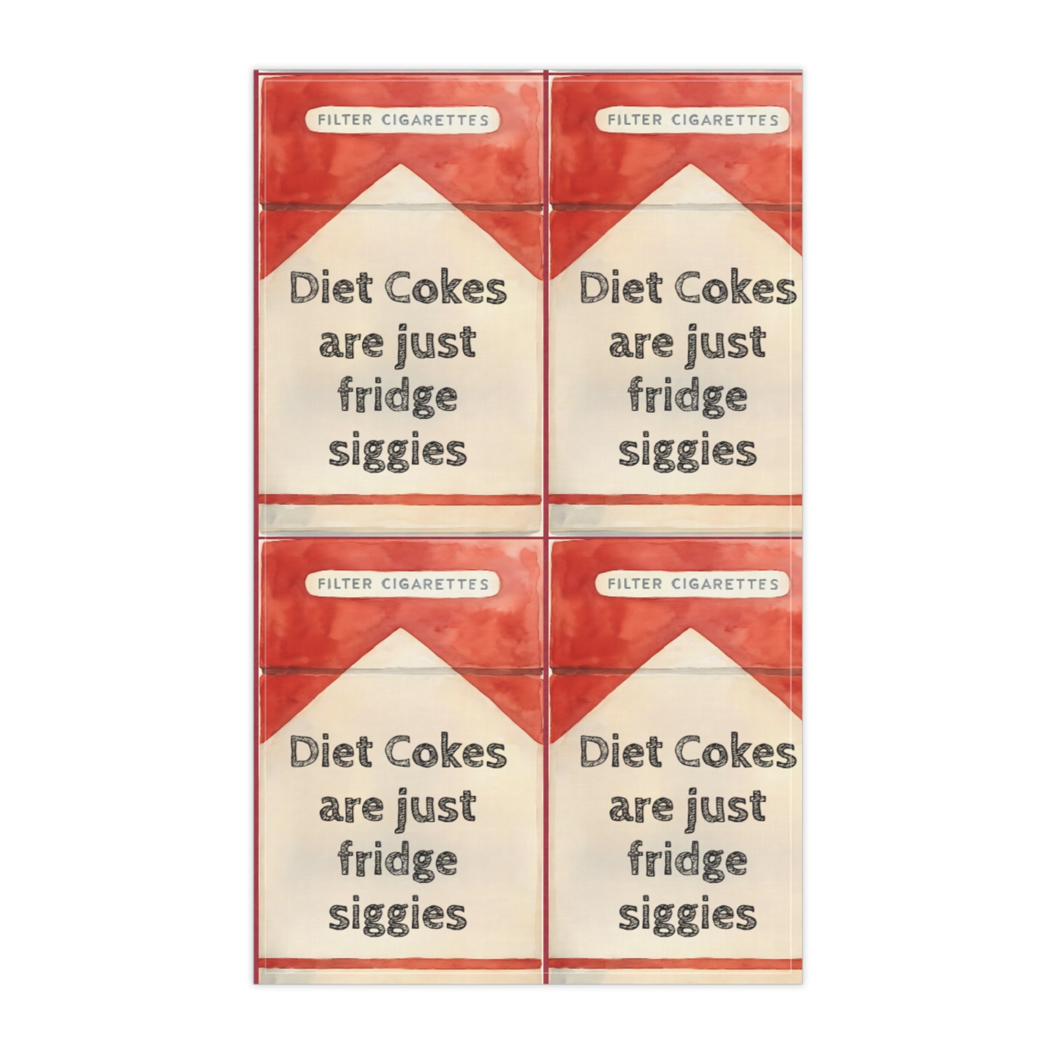 Diet Coke Fridge Cigarettes Gift, Kitchen Towels,  Cotton Towels, Poly Towel Set, Hand Towels, Housewarming Gift, Home Decor, Hostess Gift,