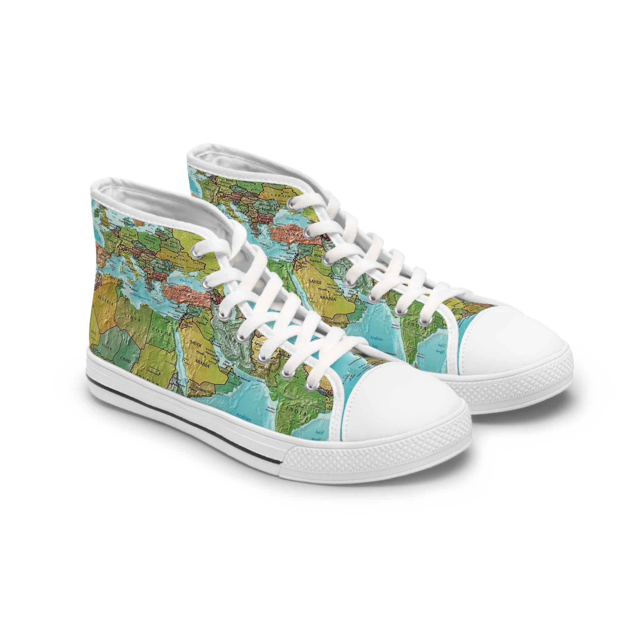 High Top Sneakers - The World At Your Feet Design