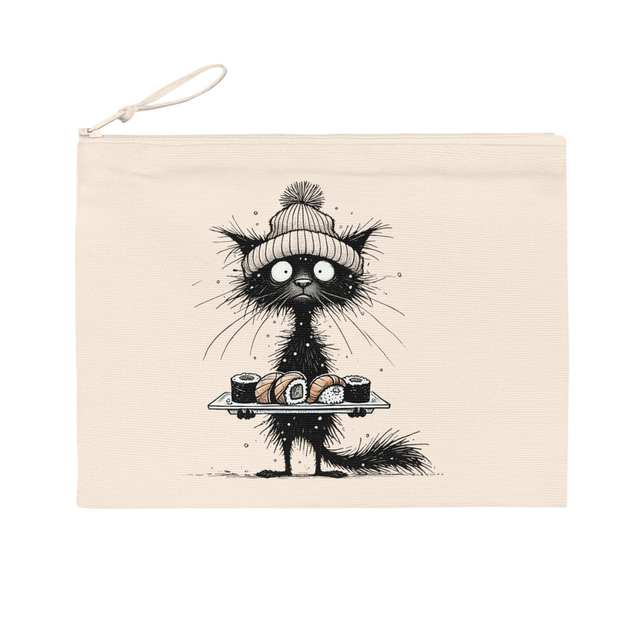 Sushi Cat Pencil Case, Cute School Supplies, Kawaii Stationery, Back to School Gift, Zipper Pouch Organizer, Japanese Cat Lover Bag