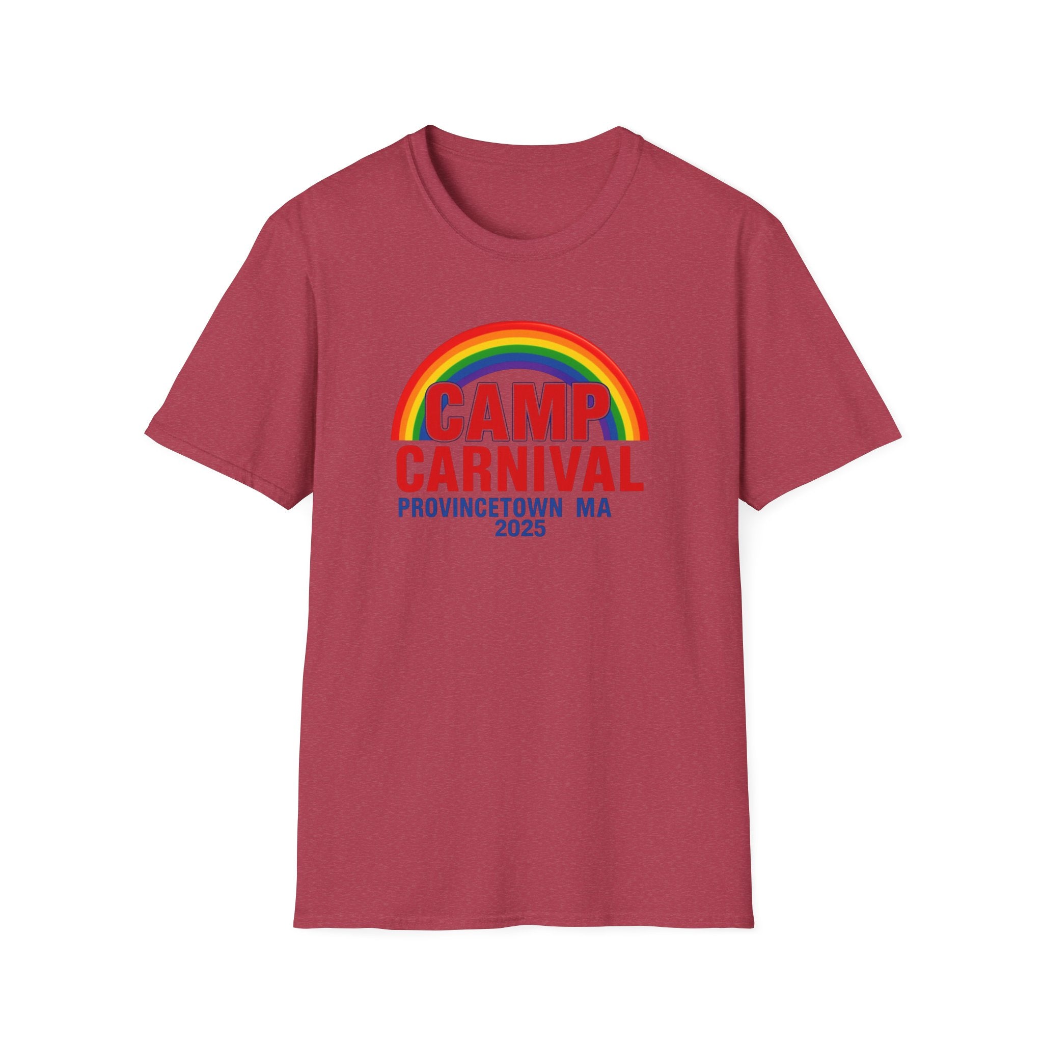 Rainbow Camp Carnival Ptown Unisex T-Shirt, LGBTQ+ Pride Apparel, Summer Festival Top, Gift for Camp Lovers, 2025 Event Shirt
