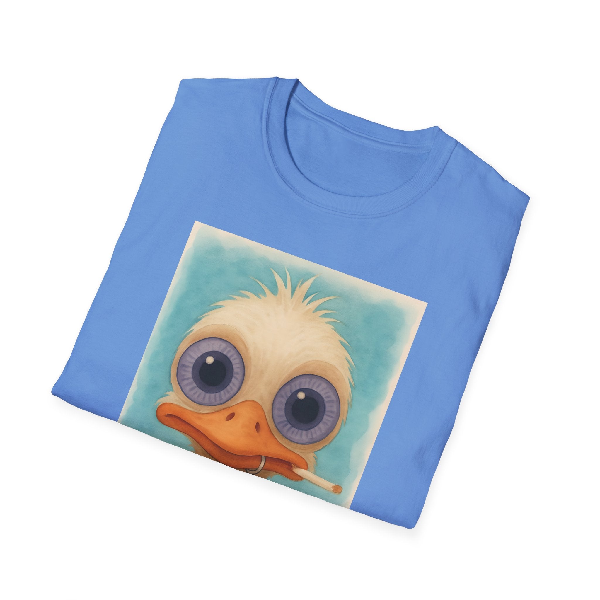 Ostrich Graphic T-Shirt, Unisex Softstyle Tee, Cute Animal Shirt, Gift for Friends, Quirky Humor Top, Smoke fun gift