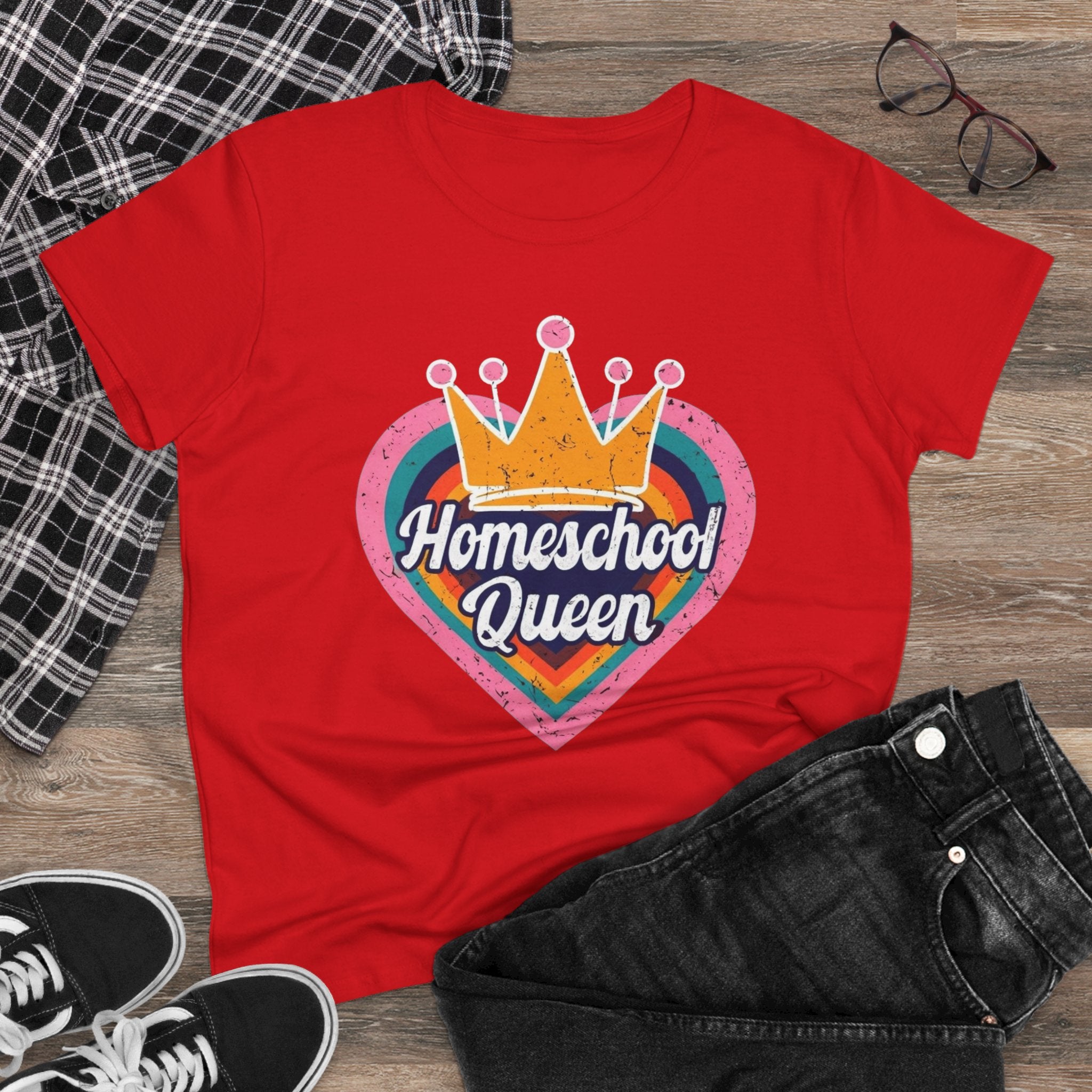 Homeschool Queen Cotton Tee, Cute Tee for Moms, Colloquial Gift for Homeschoolers, Fun Educational Apparel, Perfect for Back to School